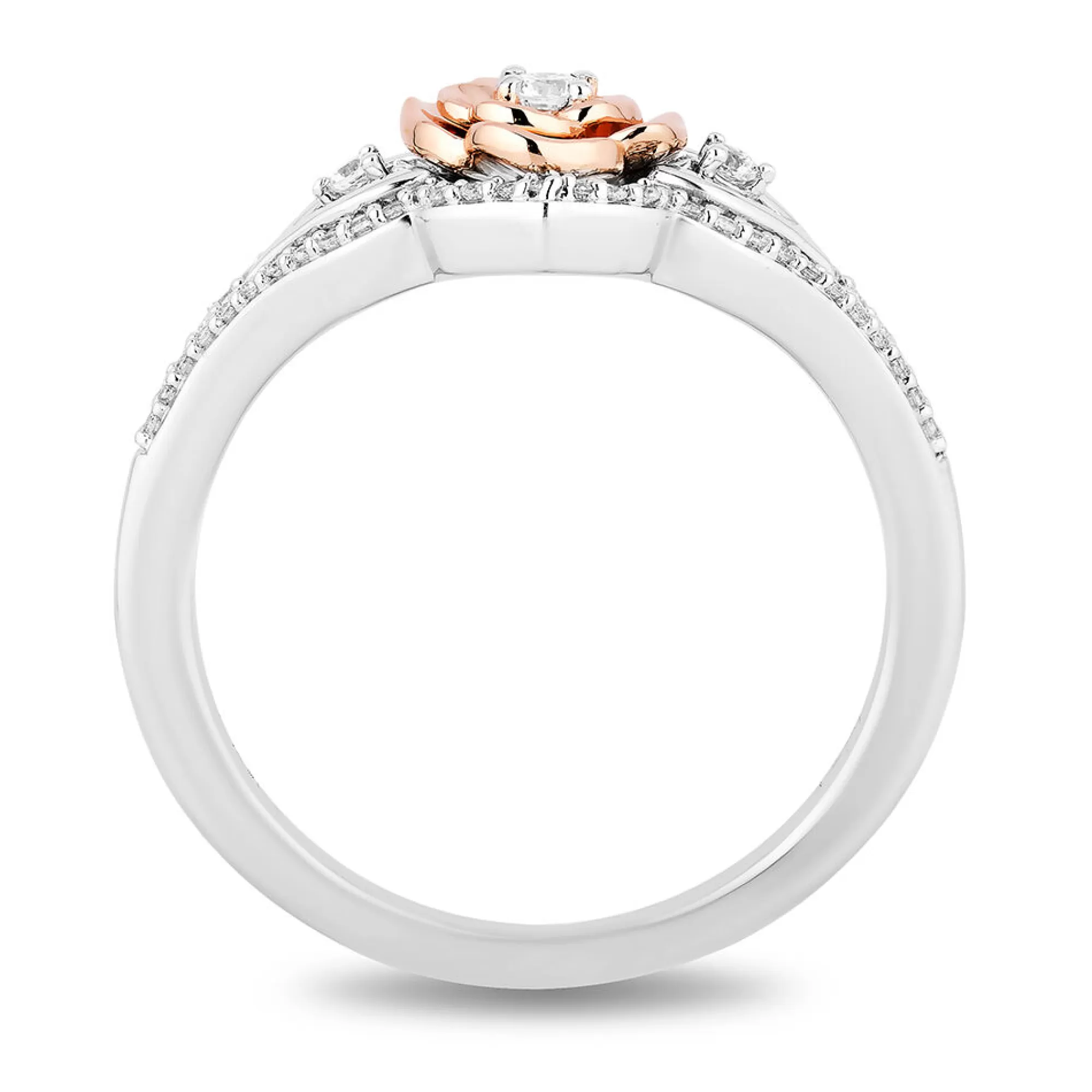 Rings^Enchanted Disney Diamond "Belle" Rose Ring In Sterling Silver & 10K Rose Gold (1/5 Ct. Tw.)