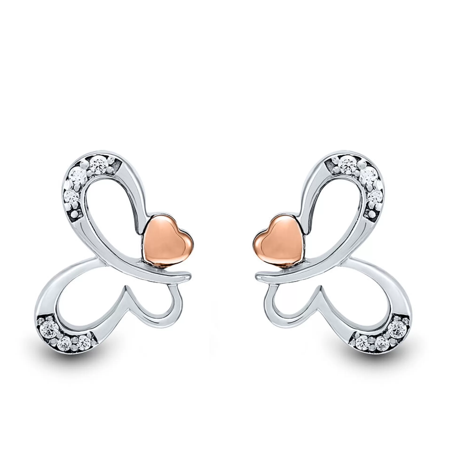 Earrings^I Am Loved Diamond Butterfly Earrings In Sterling Silver