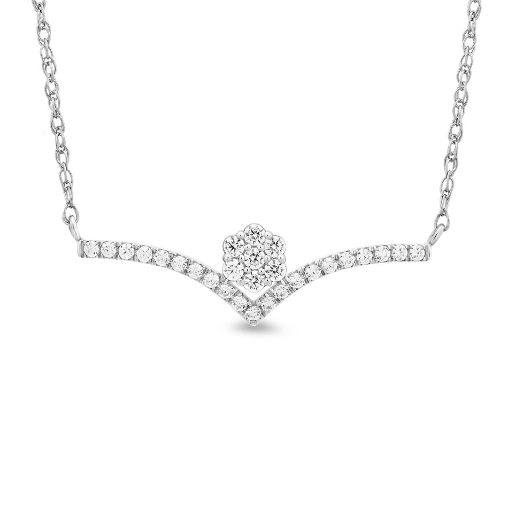 Necklaces & Pendants^Mirabela® Diamond Chevron Cluster Necklace In 10K White Gold (1/4 Ct. Tw.)