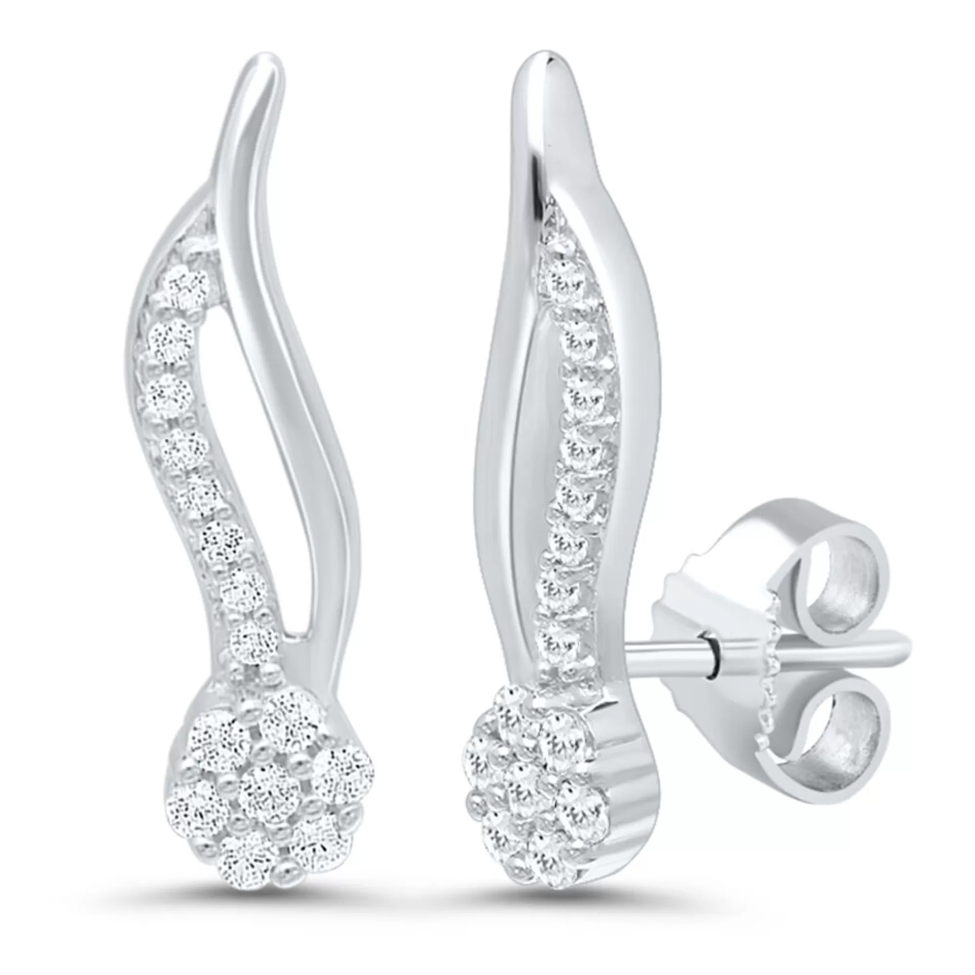 Earrings^Mirabela® Diamond Climber Earrings In 10K White Gold (1/8 Ct. Tw.)