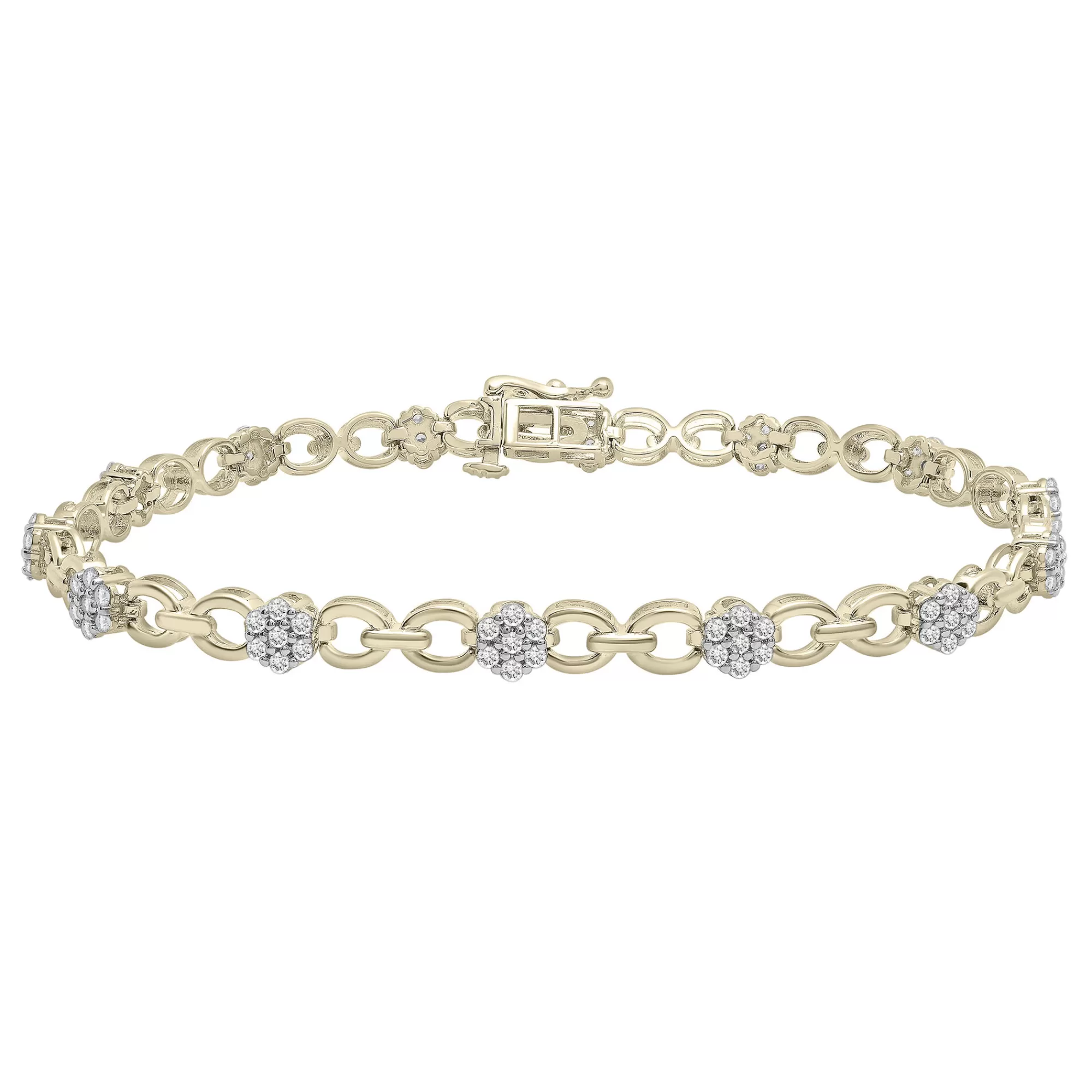 Bracelets^Mirabela® Diamond Cluster Chain Link Bracelet In 10K Yellow Gold (1 Ct. Tw.)