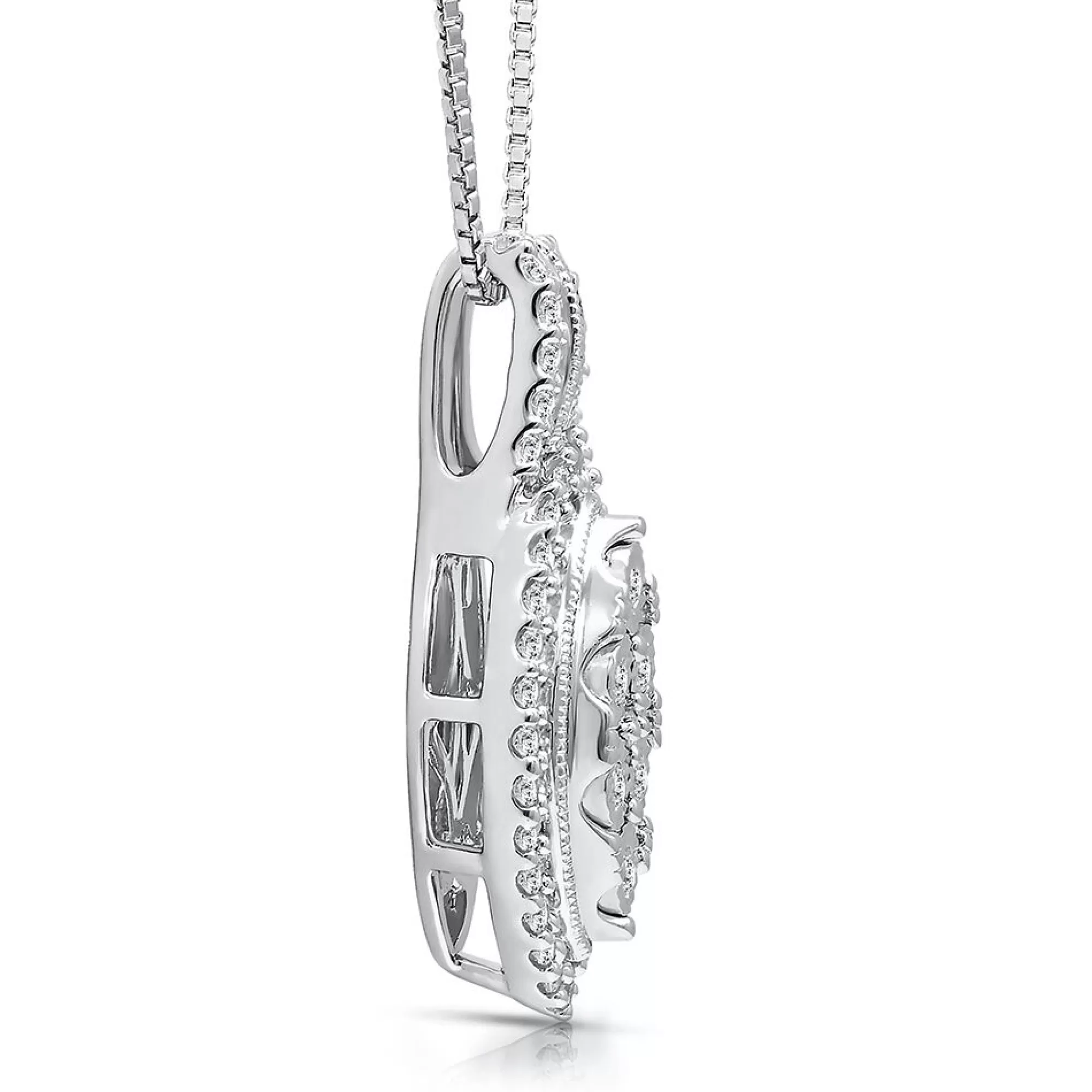 Necklaces & Pendants^* Diamond Cluster Halo Pendant In Sterling Silver (1/4 Ct. Tw.)