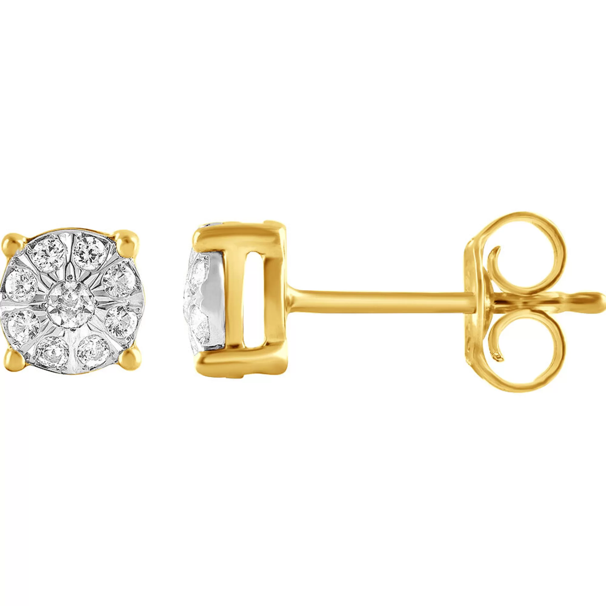 Earrings^* Diamond Cluster Stud Earrings In 10K Gold (1/5 Ct. Tw.)