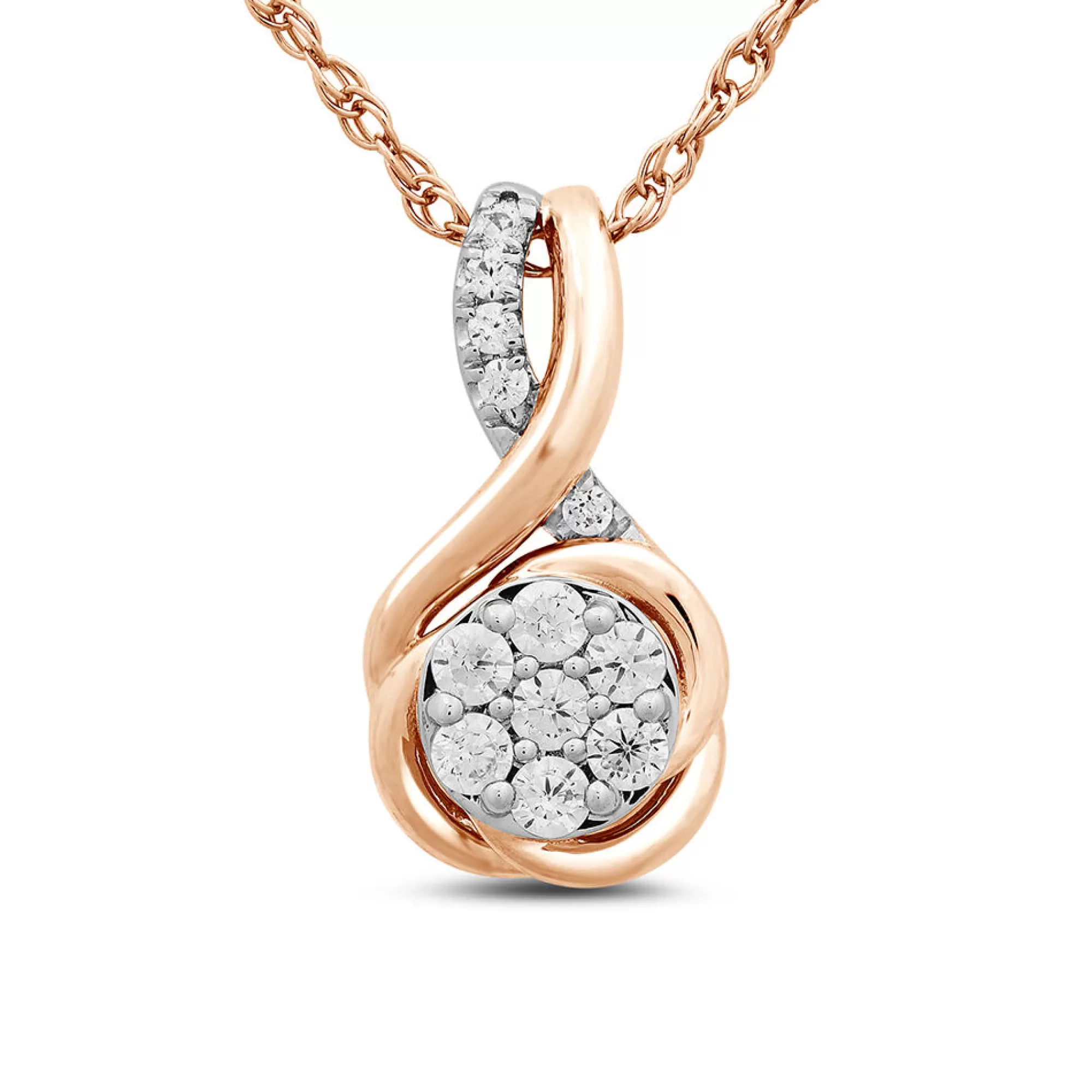 Necklaces & Pendants^Mirabela® Diamond Cluster Twist Pendant In 10K Rose Gold (1/4 Ct. Tw.)