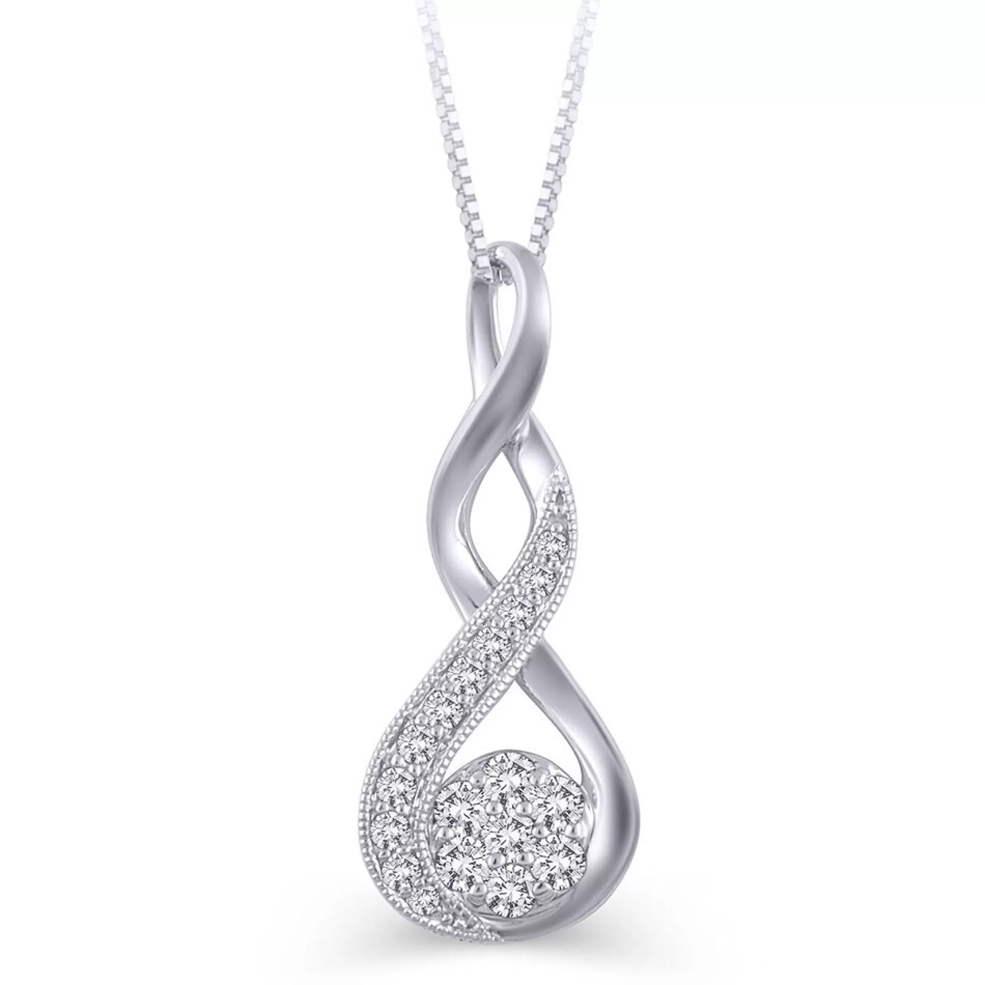 Necklaces & Pendants^Mirabela® Diamond Cluster Twist Pendant In 10K White Gold (1/4 Ct. Tw.)