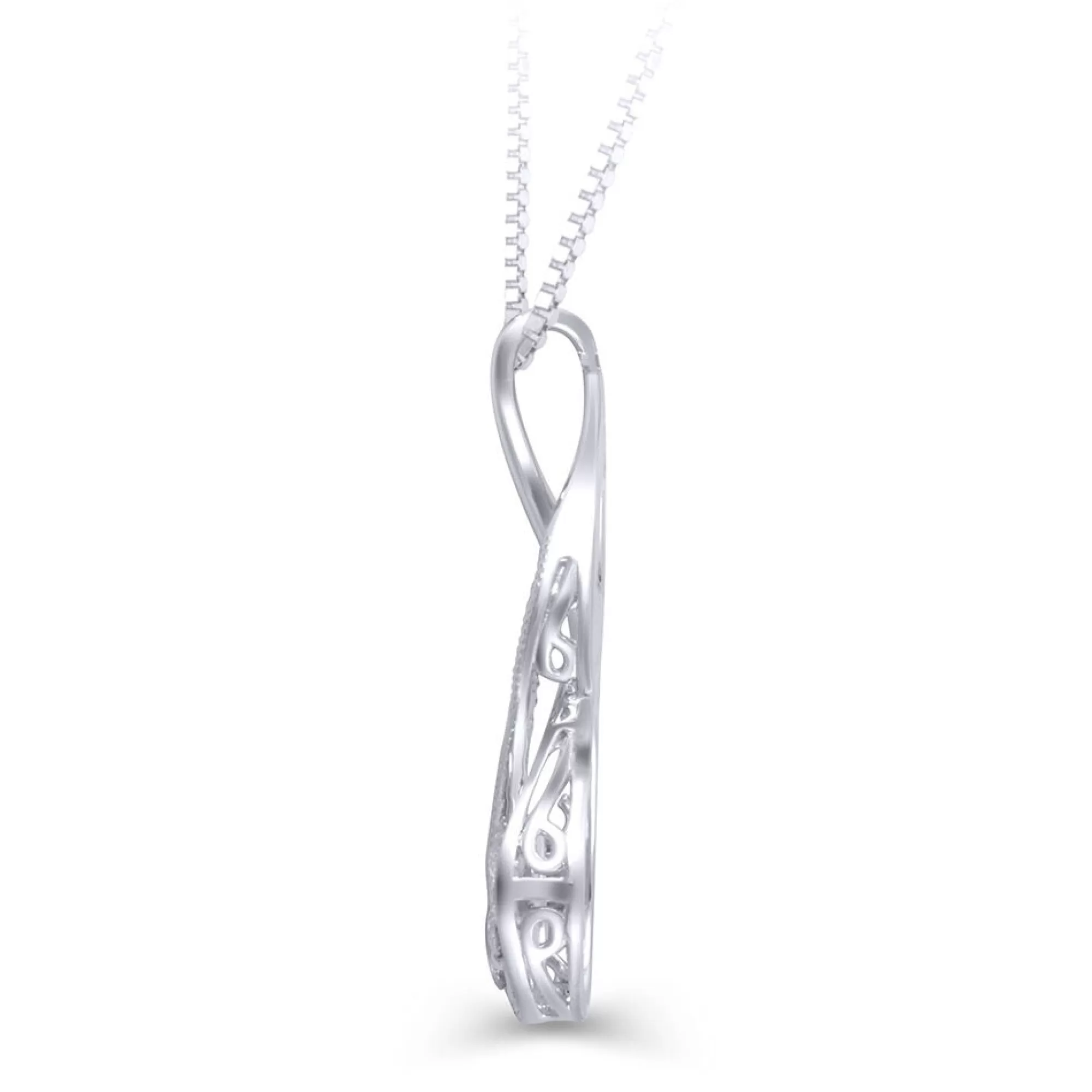 Necklaces & Pendants^Mirabela® Diamond Cluster Twist Pendant In 10K White Gold (1/4 Ct. Tw.)
