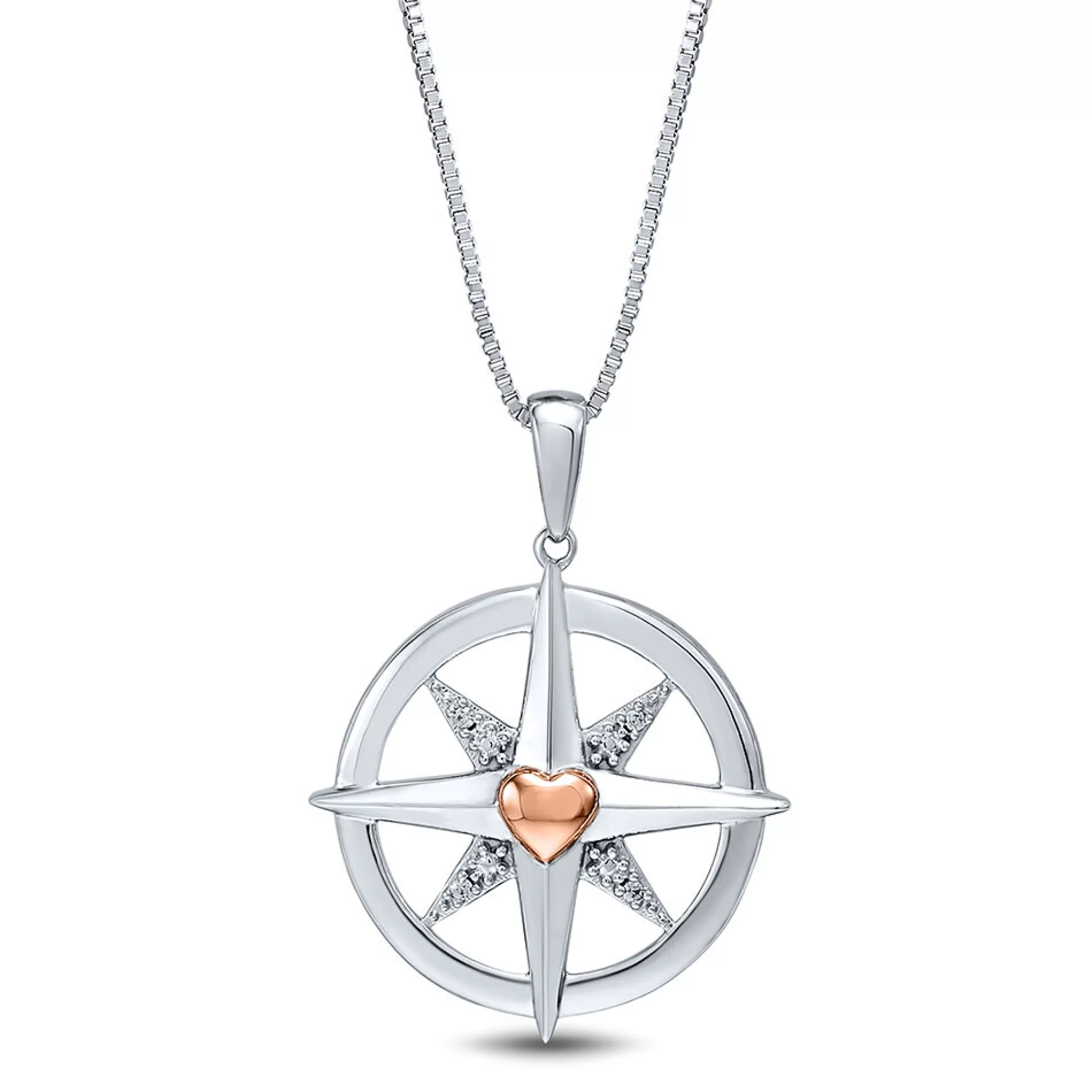 Necklaces & Pendants^I Am Loved Diamond Compass Pendant In Sterling Silver