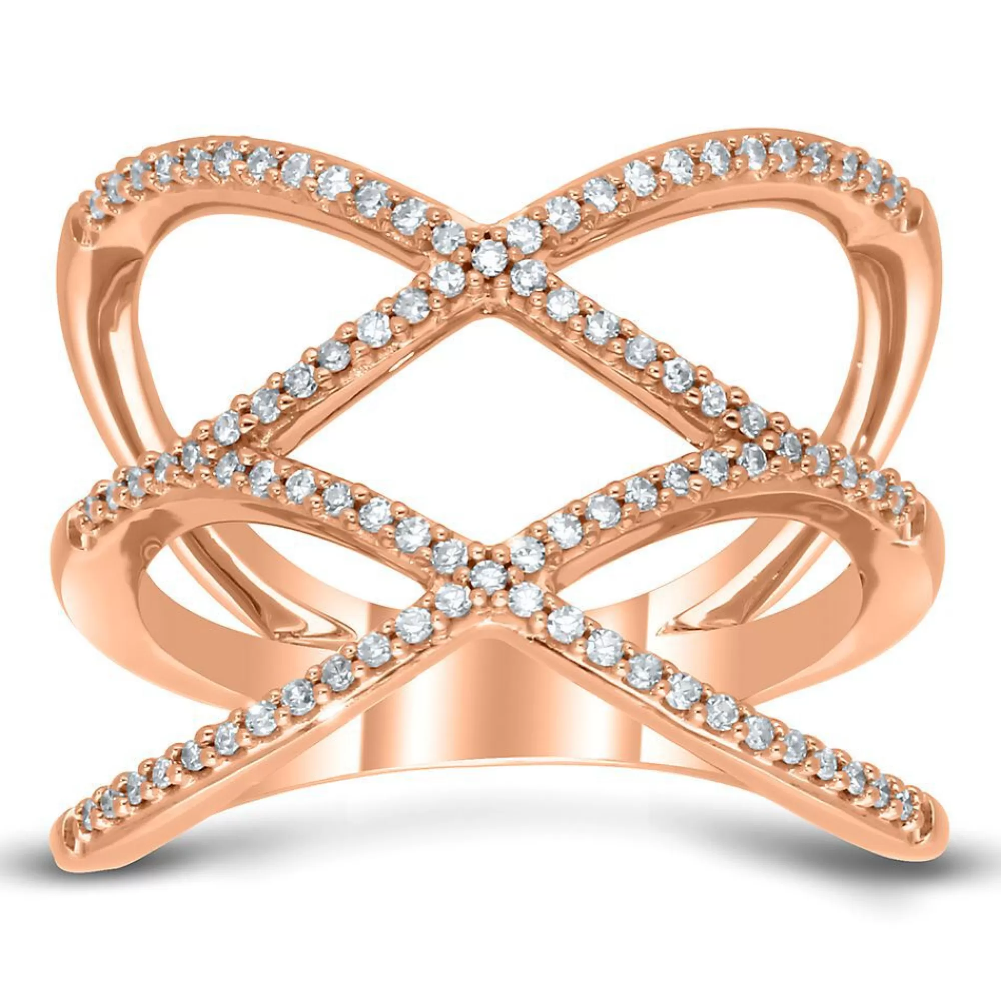 Rings^* Diamond Crisscross Ring In 10K Rose Gold (1/4 Ct. Tw.)