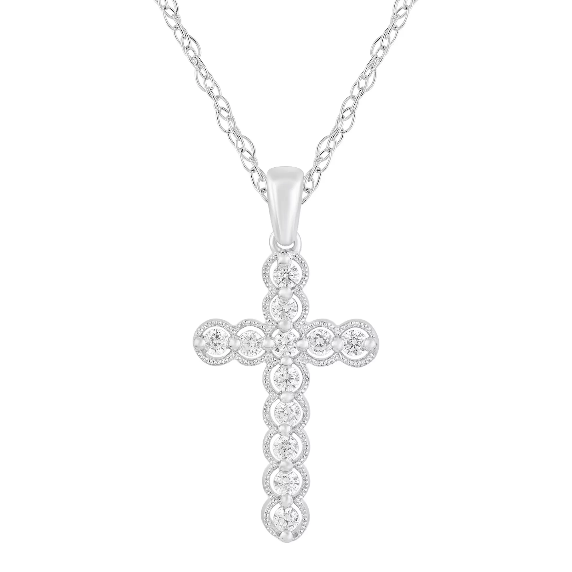 Necklaces & Pendants^* Diamond Cross Pendant In 10K White Gold (1/4 Ct. Tw.)