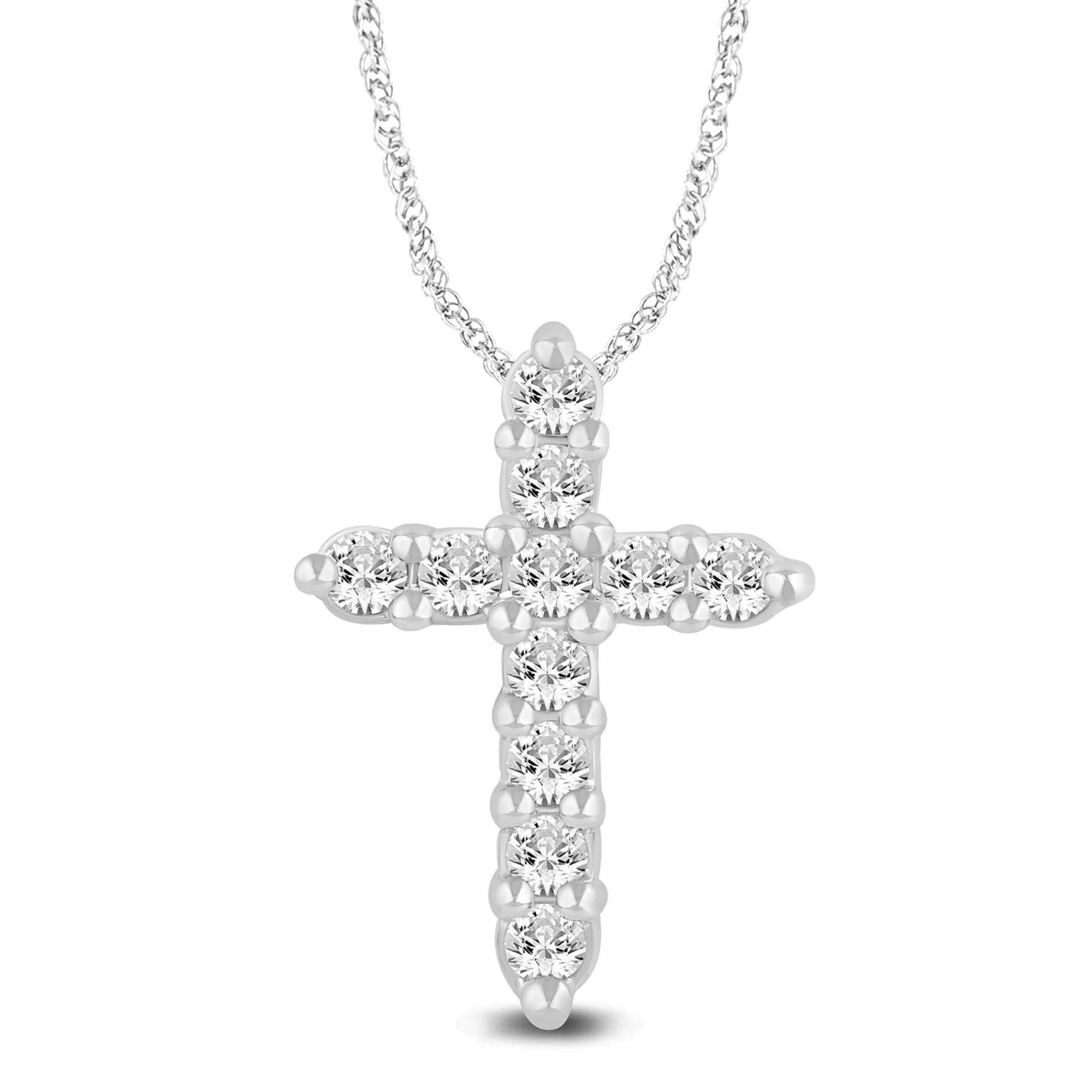 Necklaces & Pendants^Layering & Stacking Diamond Cross Pendant In 14K White Gold (1/4 Ct. Tw.)