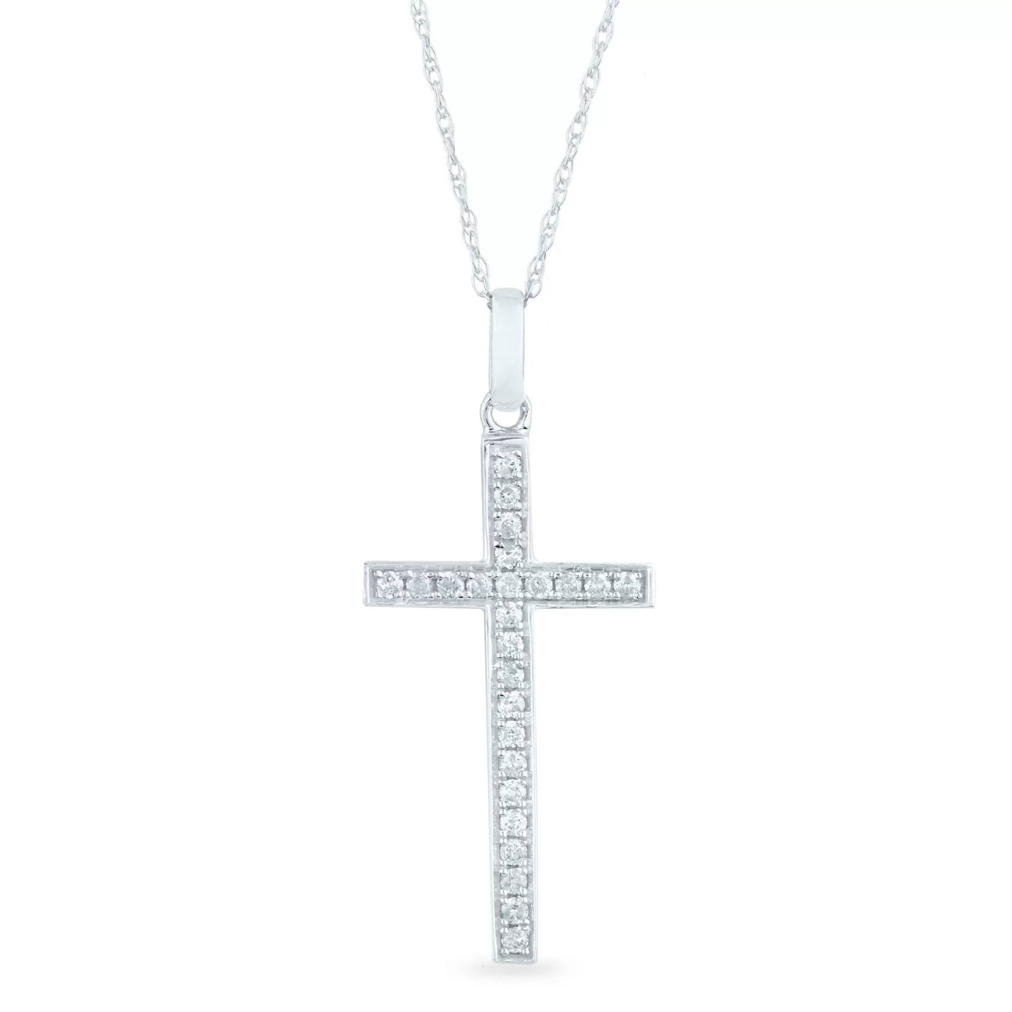 Necklaces & Pendants^* Diamond Cross Pendant In 14K White Gold (1/5 Ct. Tw.)