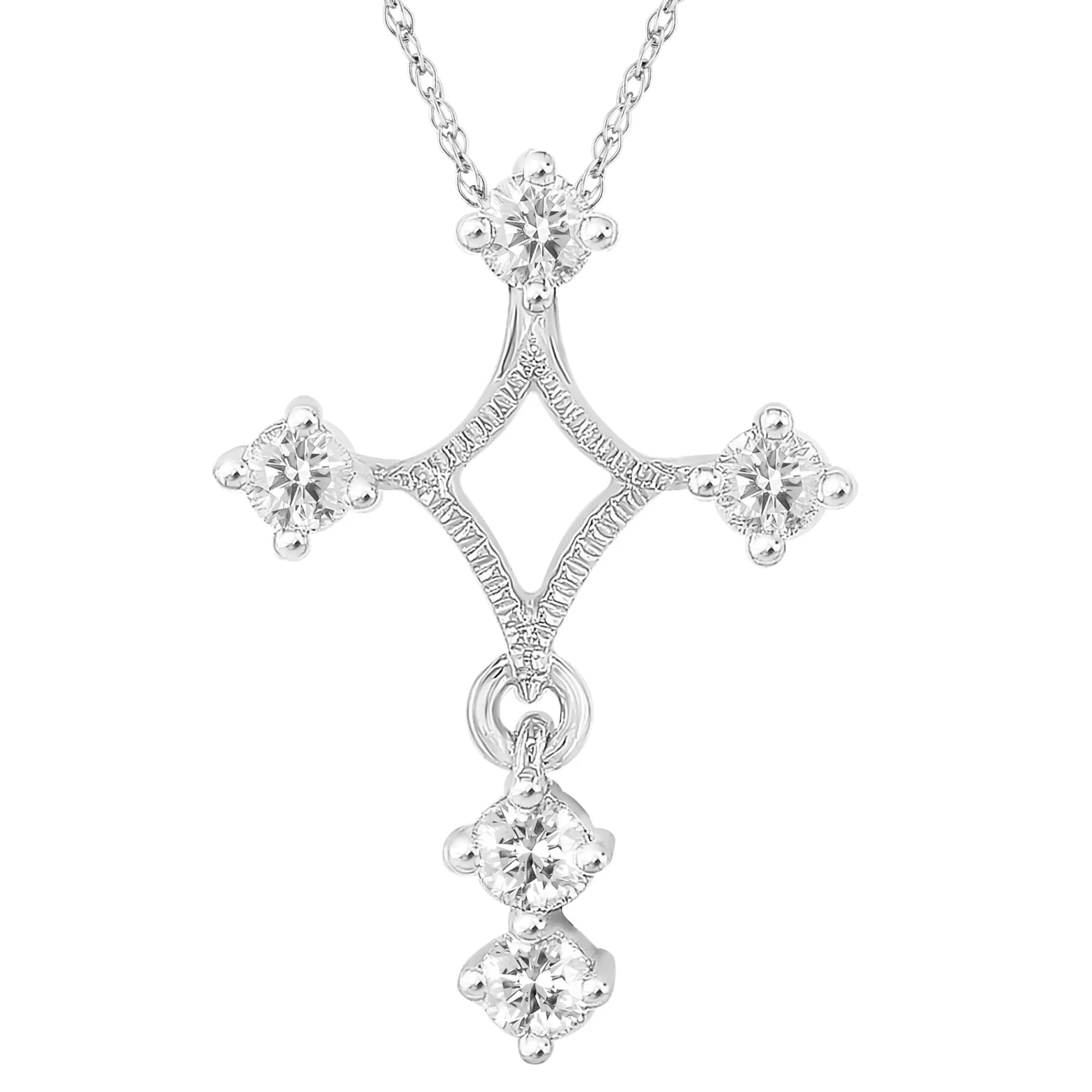 Necklaces & Pendants^* Diamond Cross Pendant In 10K White Gold (1/7 Ct. Tw.)