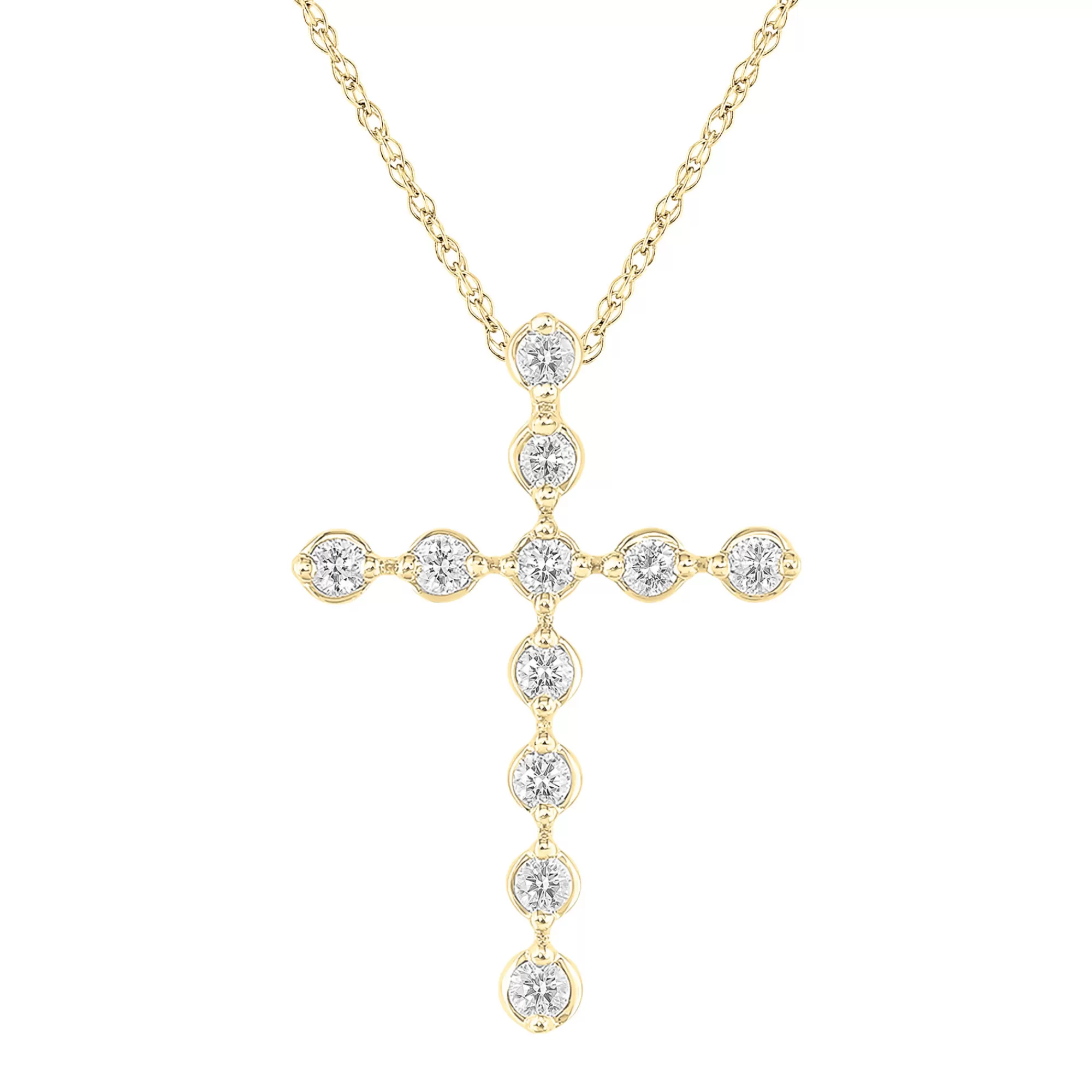 Necklaces & Pendants^* Diamond Cross Pendant In 10K Yellow Gold (1/5 Ct. Tw.)