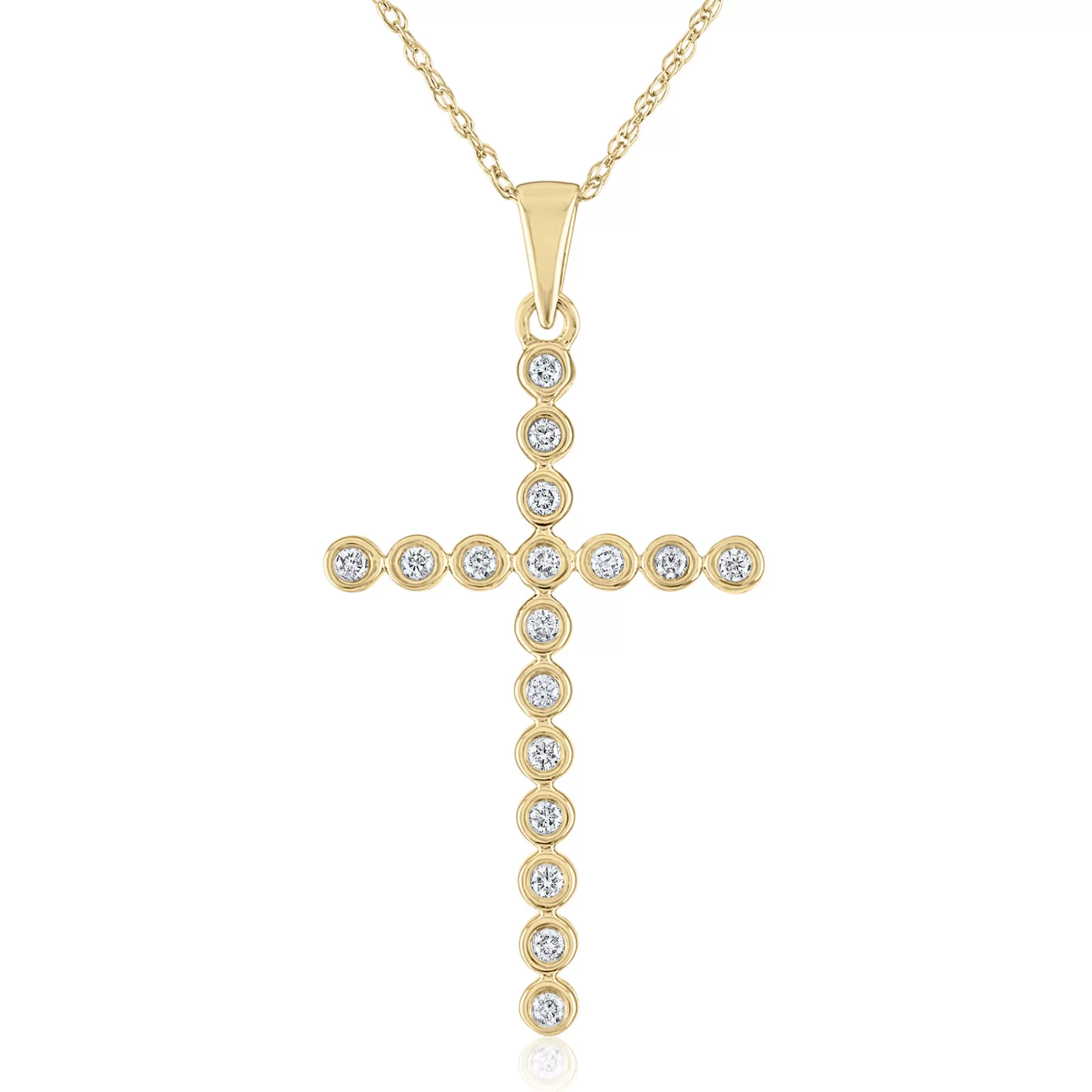 Necklaces & Pendants^* Diamond Cross Pendant In 14K Yellow Gold (1/7 Ct. Tw.)