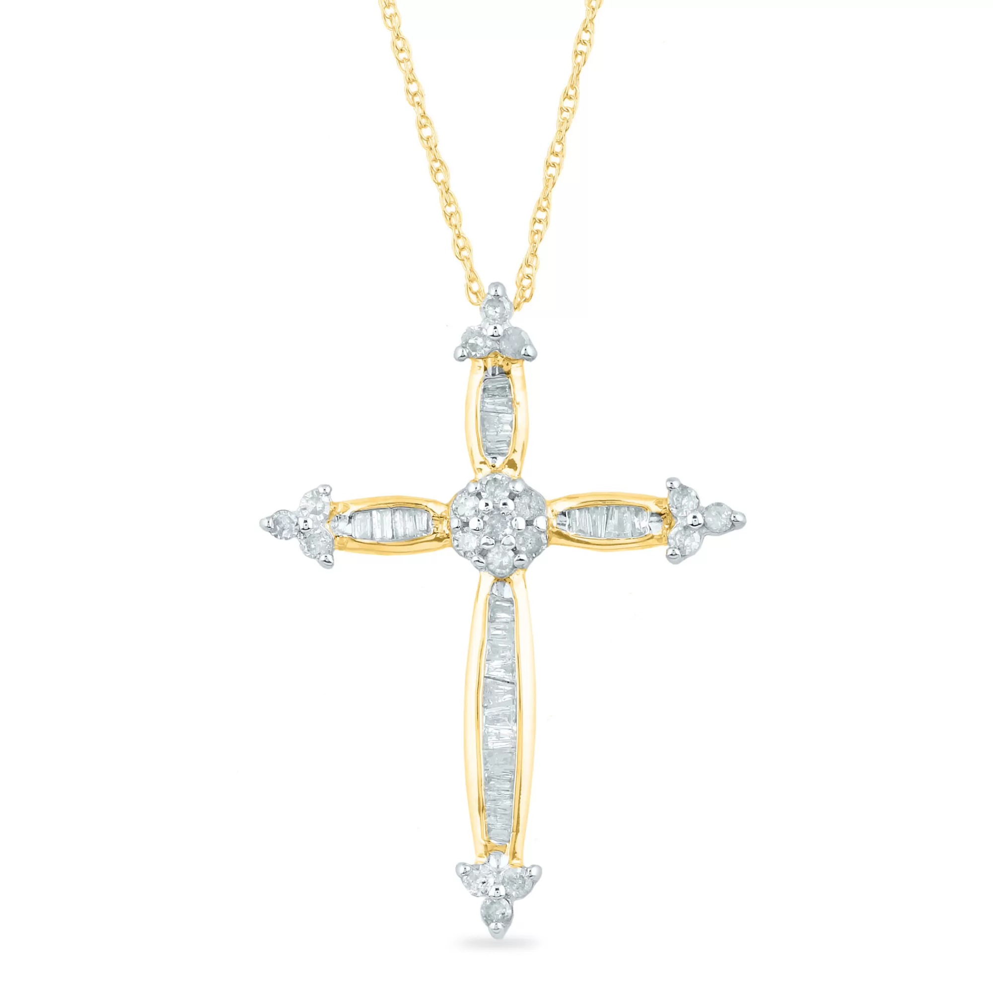 Necklaces & Pendants^* Diamond Cross Pendant In 10K Yellow Gold (1/3 Ct. Tw.)