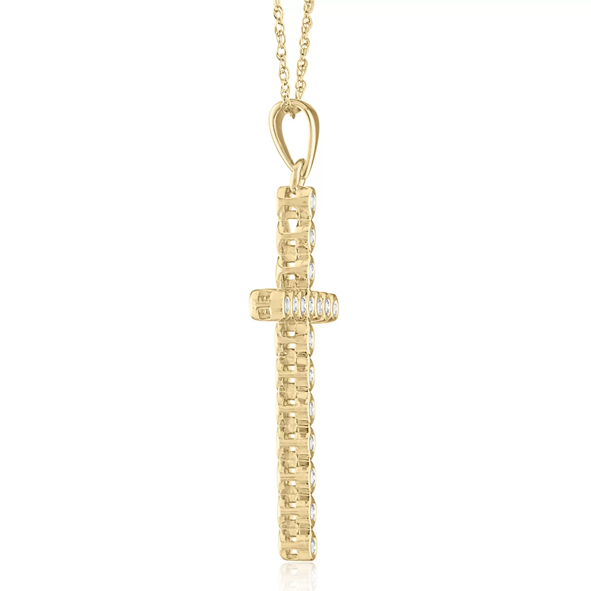 Necklaces & Pendants^* Diamond Cross Pendant In 14K Yellow Gold (1/7 Ct. Tw.)