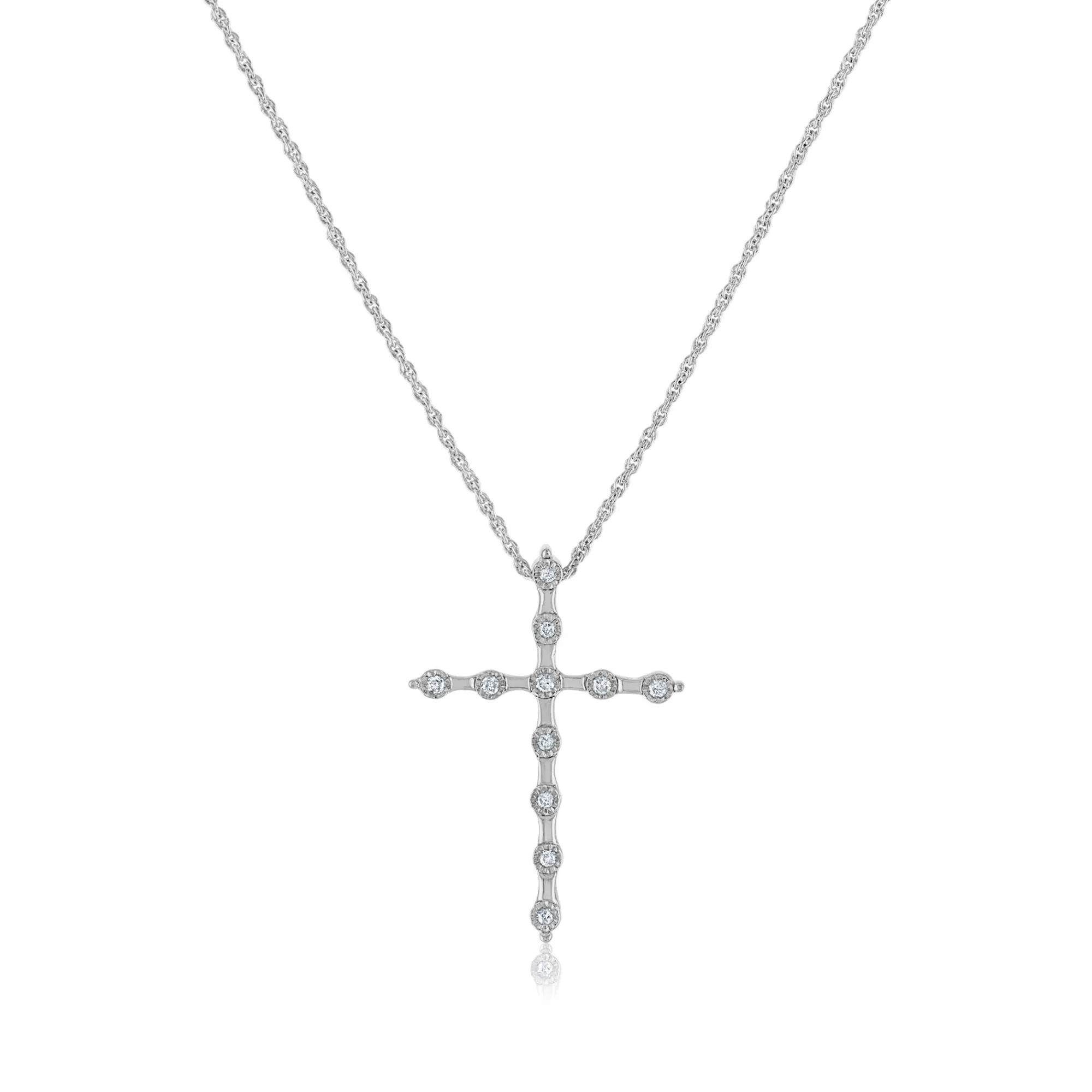 Necklaces & Pendants^* Diamond Cross Pendant In Sterling Silver (1/10 Ct. Tw.)