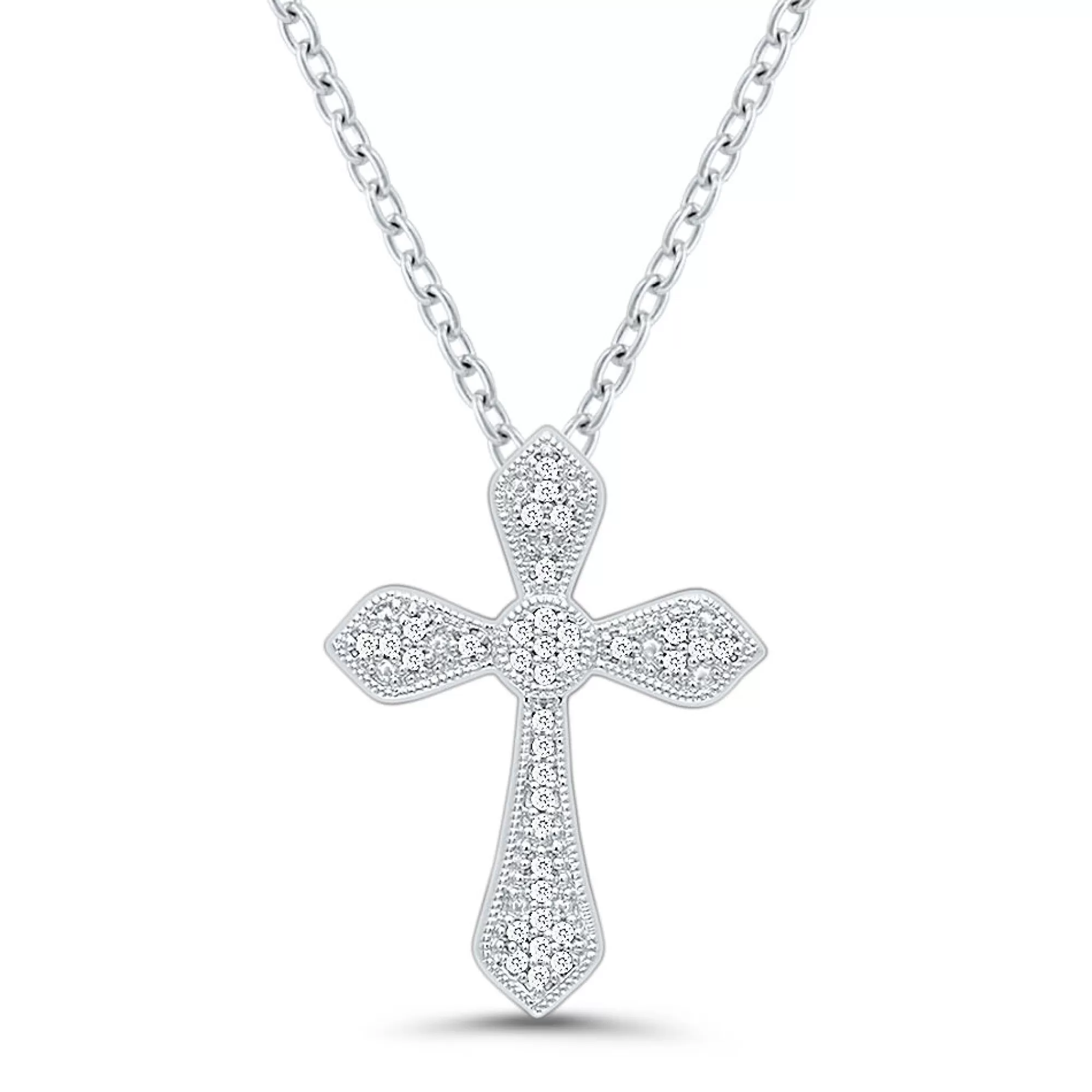 Necklaces & Pendants^* Diamond Cross Pendant In Sterling Silver (1/10 Ct. Tw.)