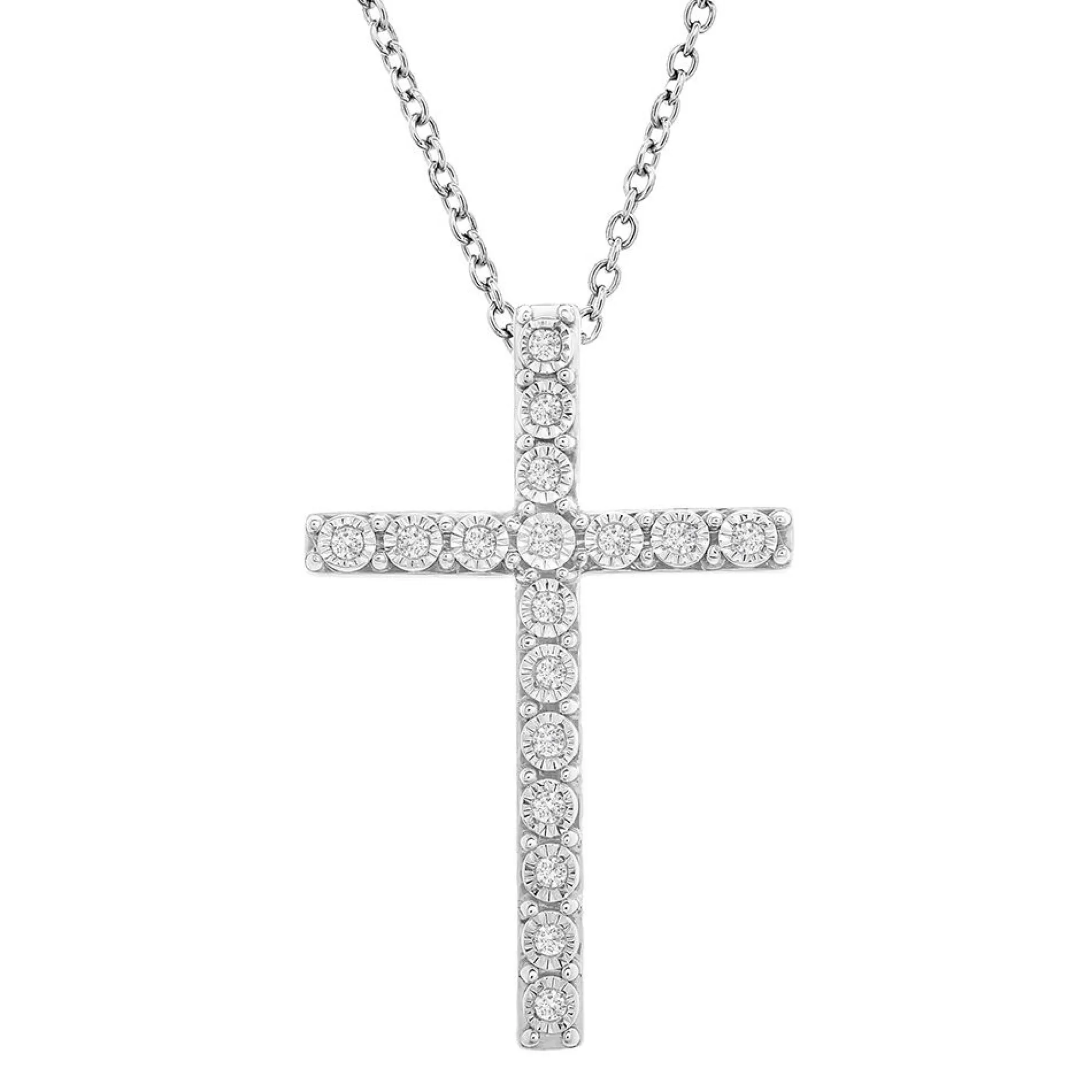 Necklaces & Pendants^* Diamond Cross Pendant In Sterling Silver (1/10 Ct. Tw.)