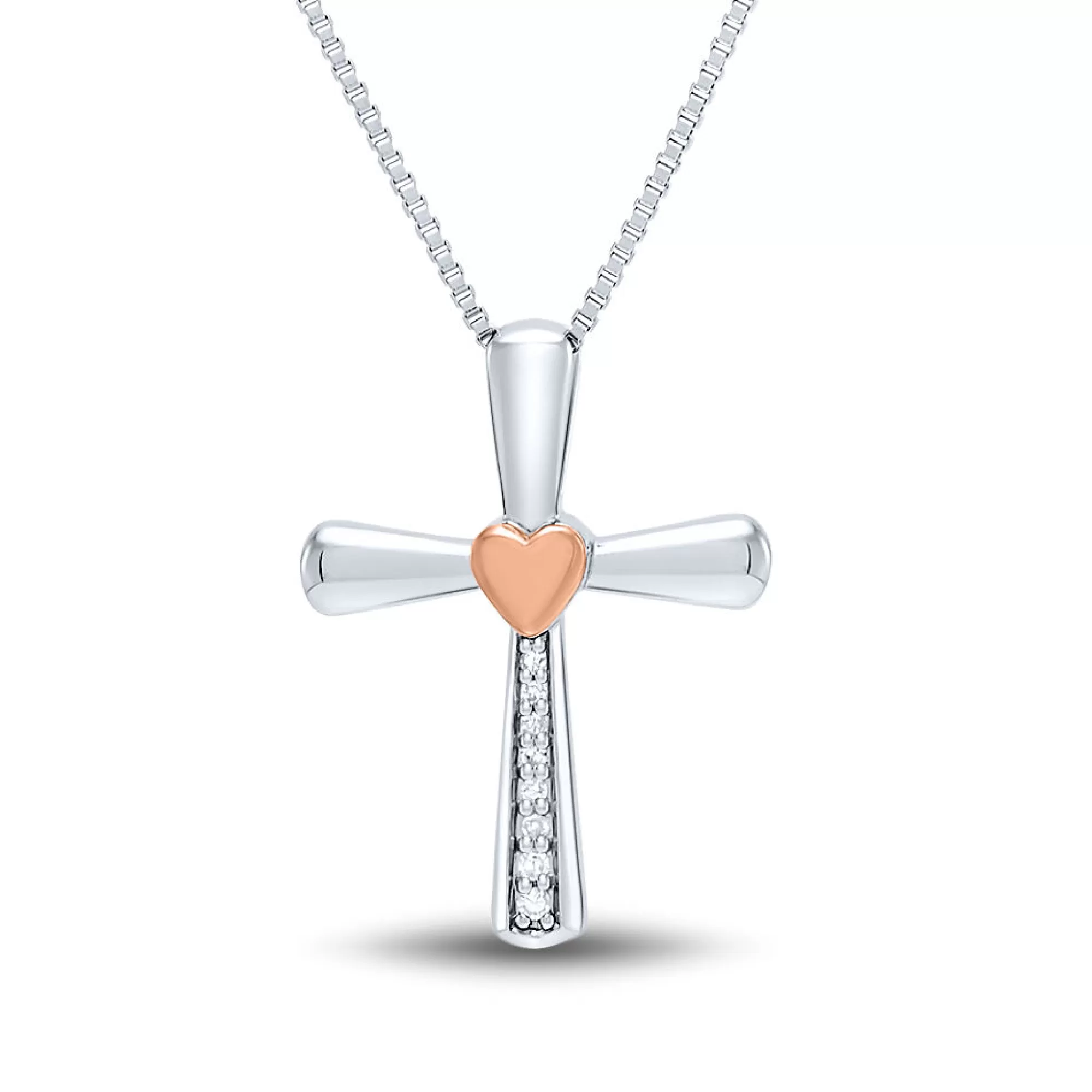 Necklaces & Pendants^I Am Loved Diamond Cross Pendant In Sterling Silver & 14K Rose Gold