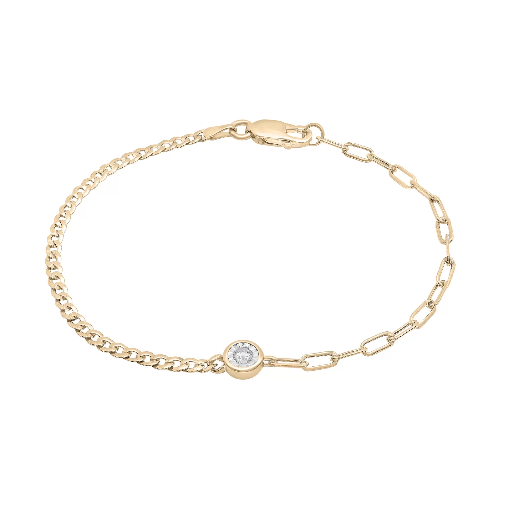 Bracelets^Laure by Aurate Diamond Cuban And Paperclip Chain Bracelet In Vermeil (1/10 Ct. Tw.)