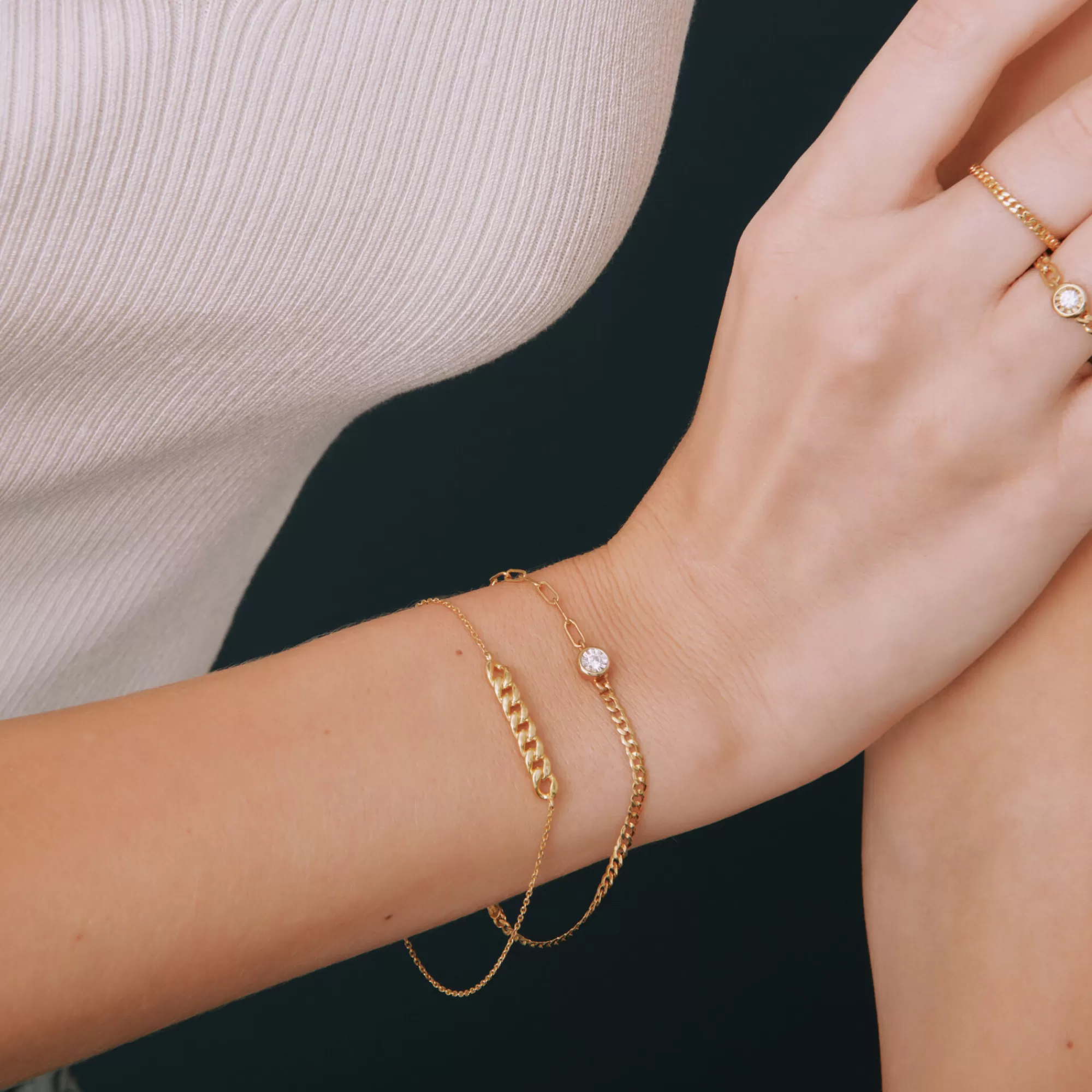 Bracelets^Laure by Aurate Diamond Cuban And Paperclip Chain Bracelet In Vermeil (1/10 Ct. Tw.)