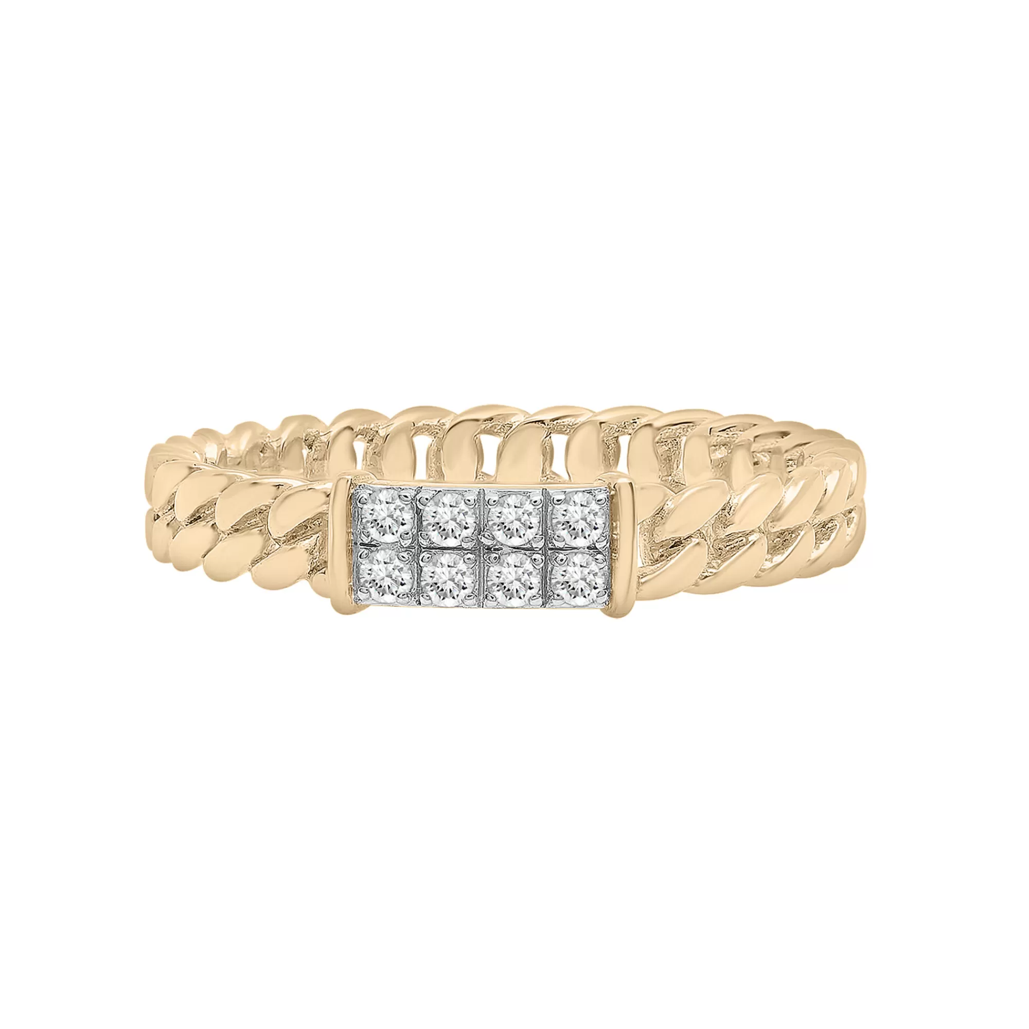 Rings^Laure by Aurate Diamond Curb Chain Ring In 14K Yellow Gold (1/10 Ct. Tw.)