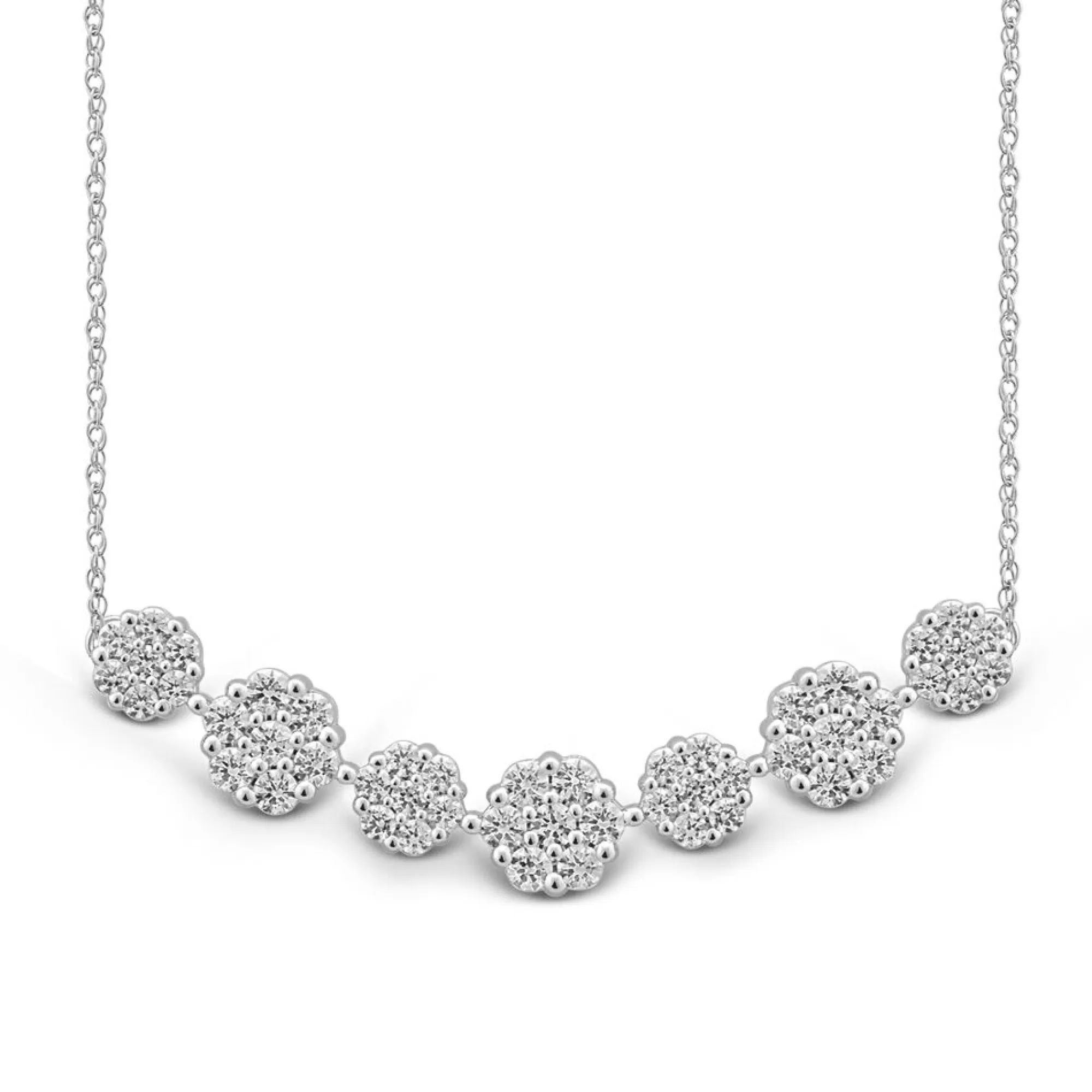 Necklaces & Pendants^Mirabela® Diamond Curved Bar Necklace With Clusters In 10K White Gold (1 Ct. Tw.)