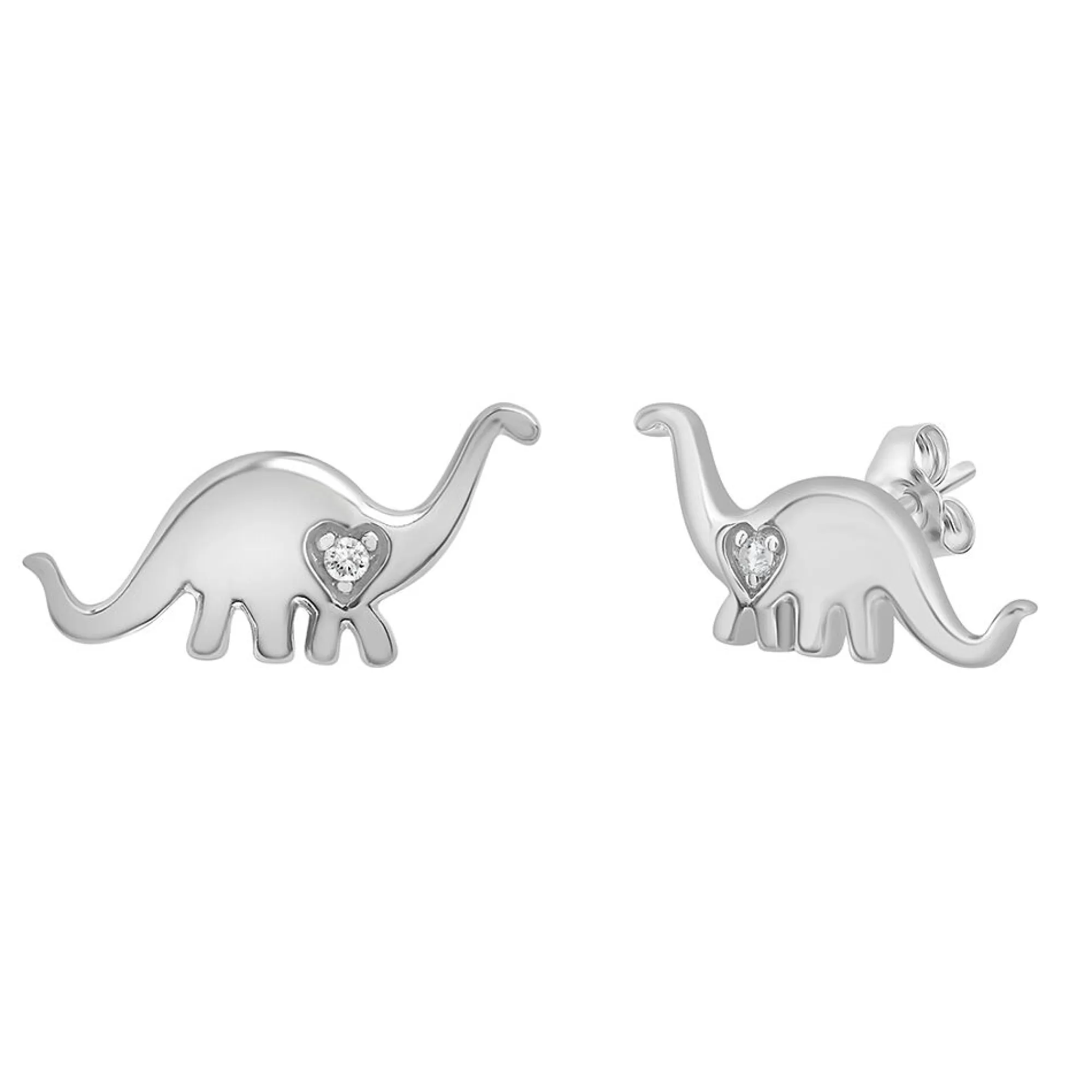 Earrings^Layering & Stacking Diamond Dinosaur Stud Earrings In 10K White Gold