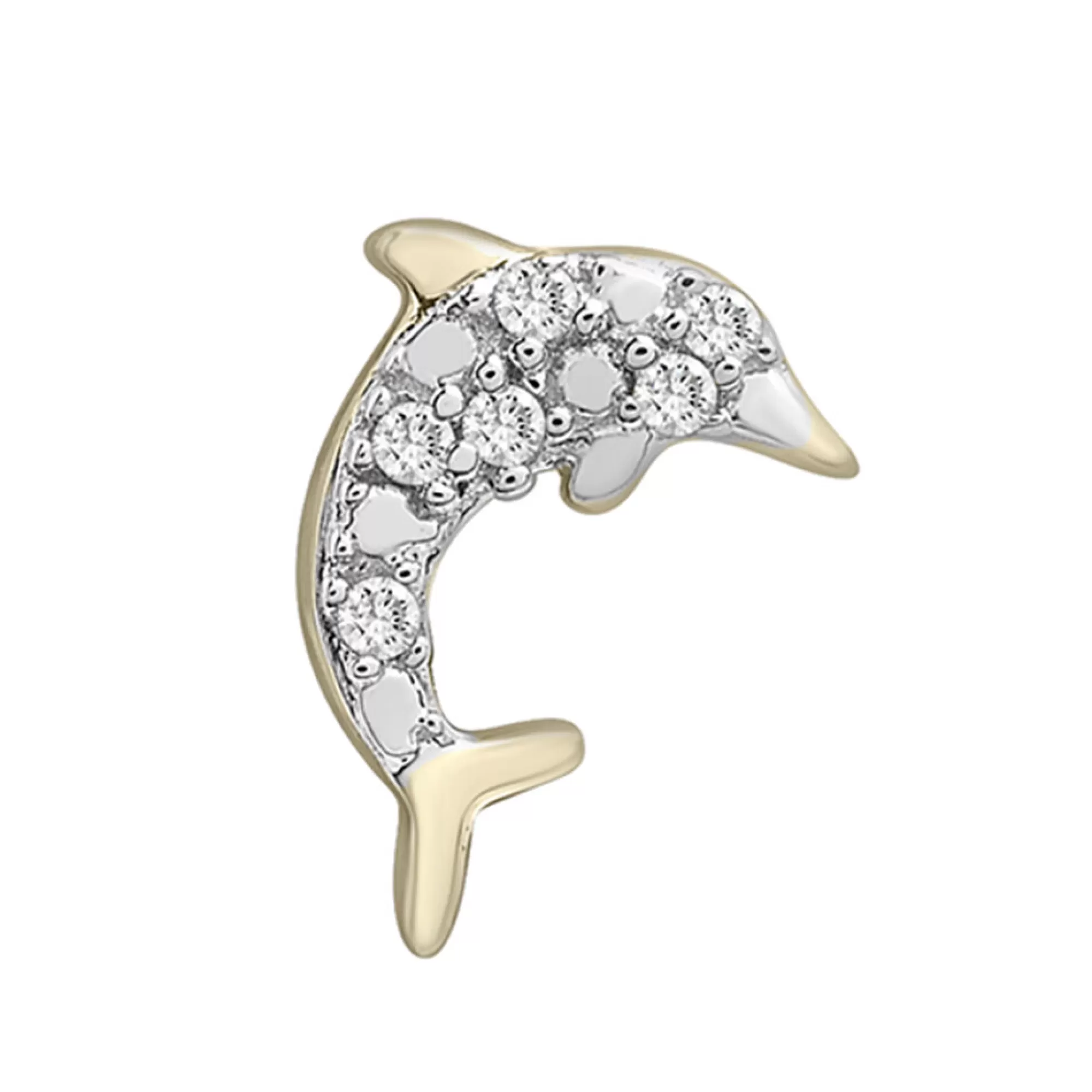 Earrings^Layering & Stacking Diamond Dolphin Single Stud Earring In 10K Yellow Gold