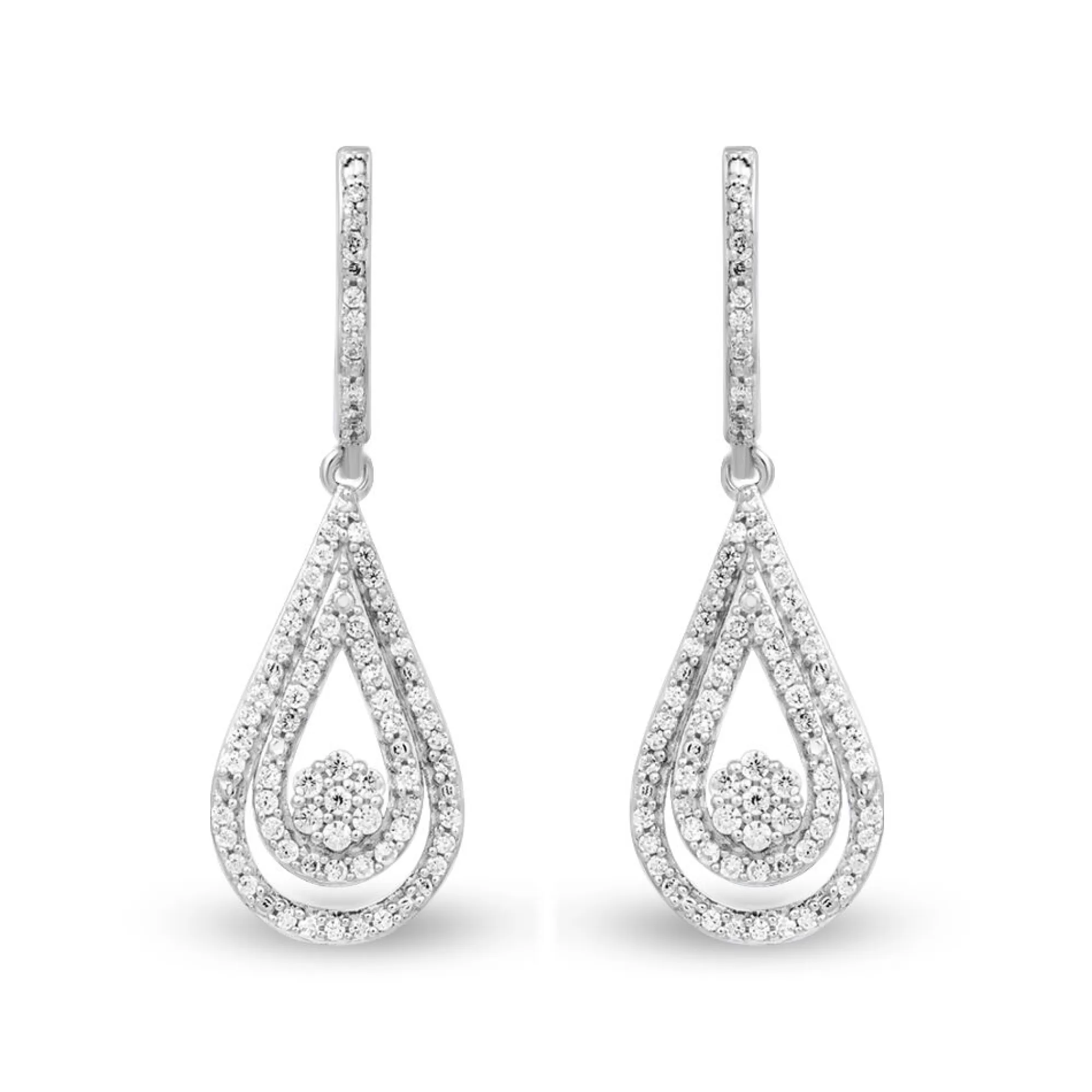 Earrings^Mirabela® Diamond Double Drop Dangle Earring In 10K White Gold (1/3 Ct. Tw.)