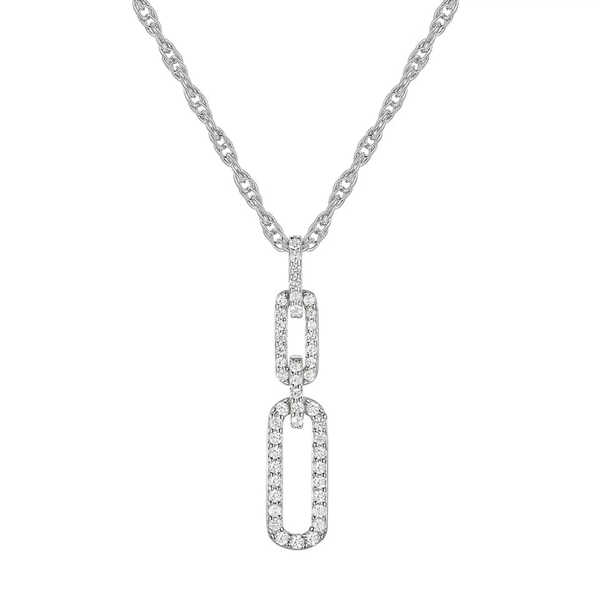 Necklaces & Pendants^* Diamond Double Link Pendant In Sterling Silver (1/4 Ct. Tw.)