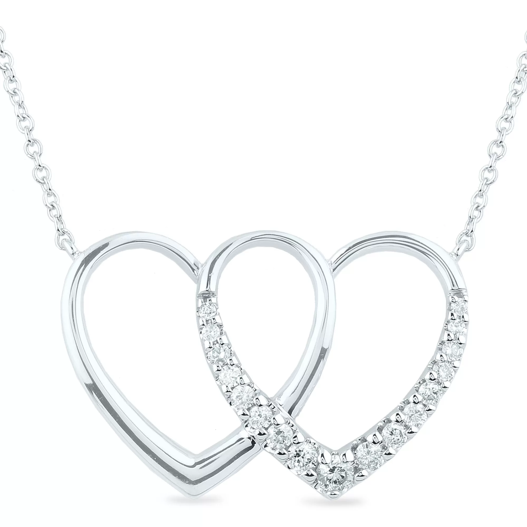 Necklaces & Pendants^* Diamond Double-Heart Pendant In 10K White Gold (1/5 Ct. Tw.)