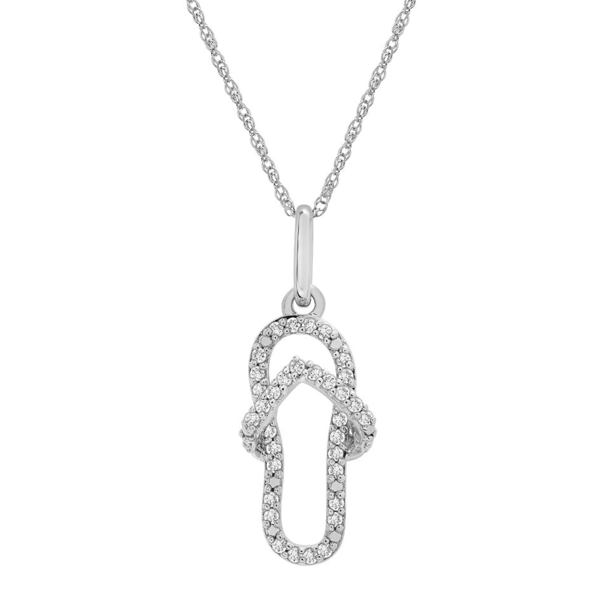 Necklaces & Pendants^* Diamond Flip-Flop Pendant In 10K White Gold (1/10 Ct. Tw.)