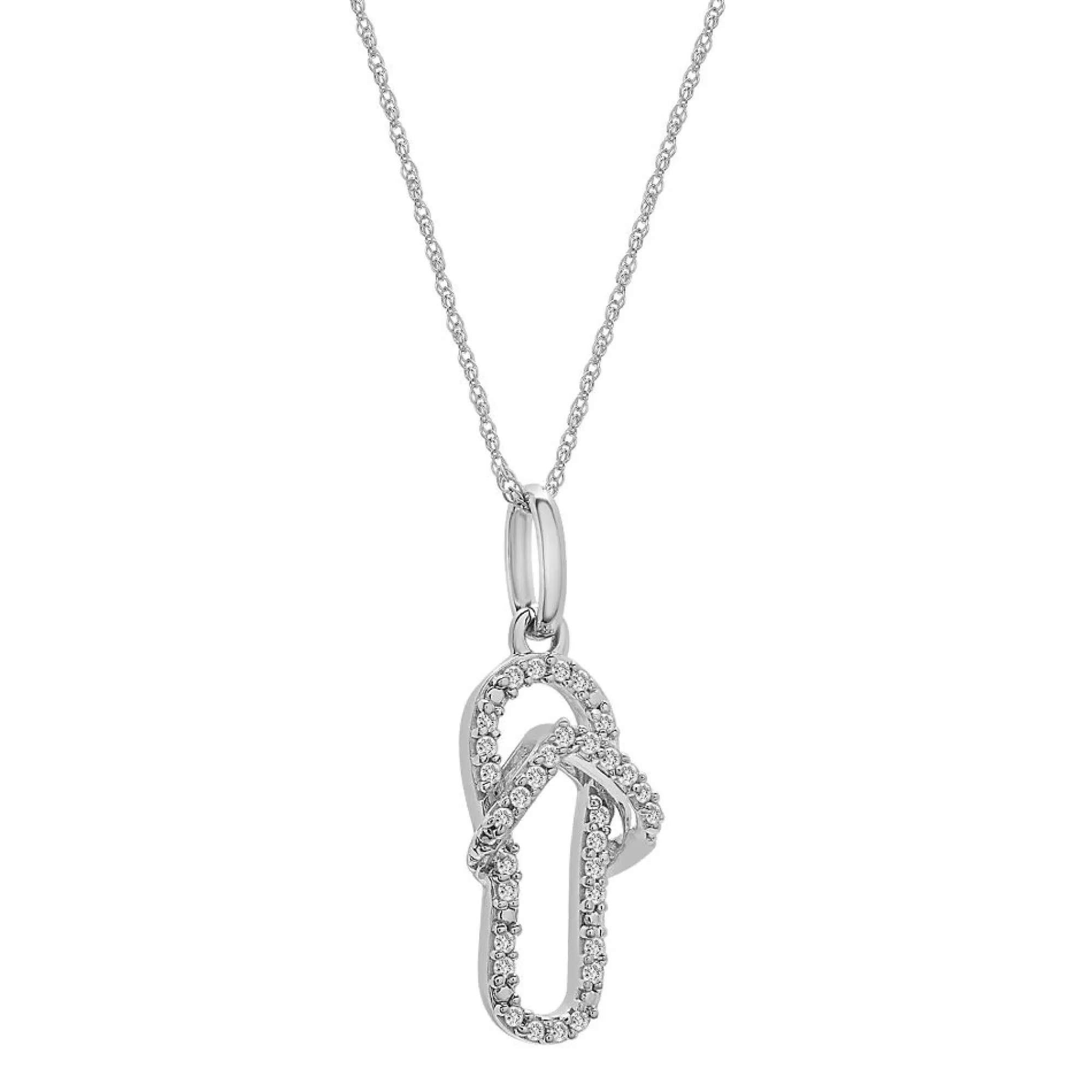 Necklaces & Pendants^* Diamond Flip-Flop Pendant In 10K White Gold (1/10 Ct. Tw.)