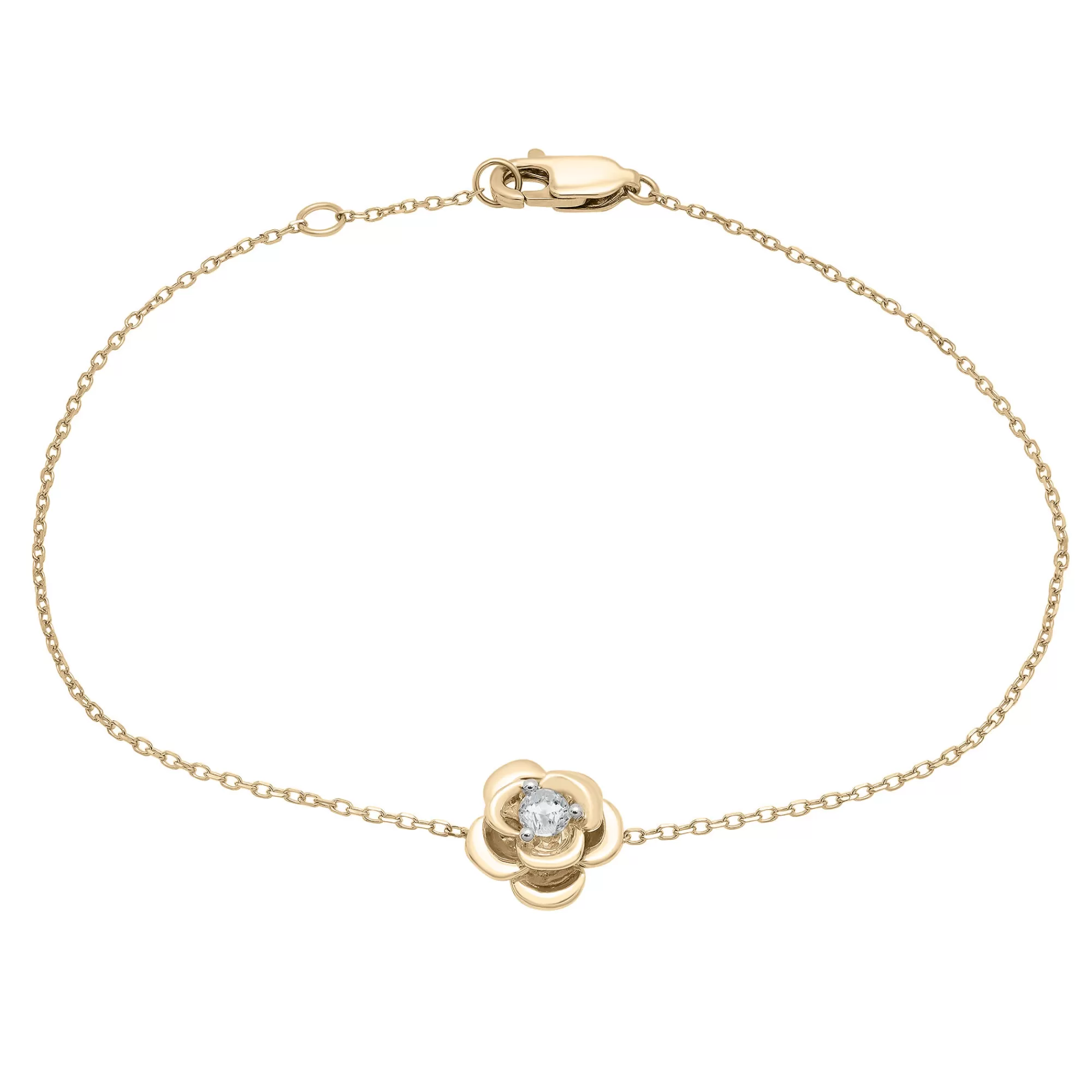 Bracelets^Laure by Aurate Diamond Flower Bracelet In 14K Yellow Gold (1/10 Ct. Tw.)