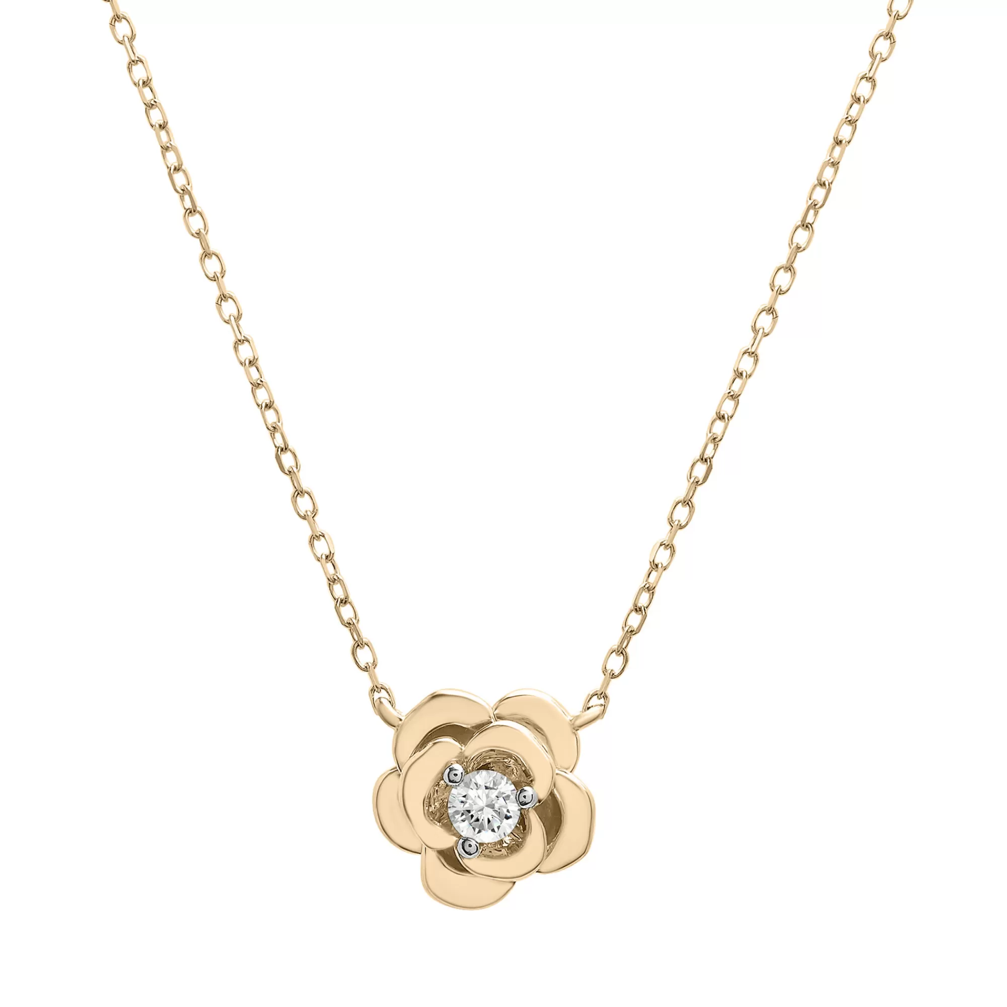 Necklaces & Pendants^Laure by Aurate Diamond Flower Pendant In 14K Yellow Gold (1/10 Ct. Tw.)