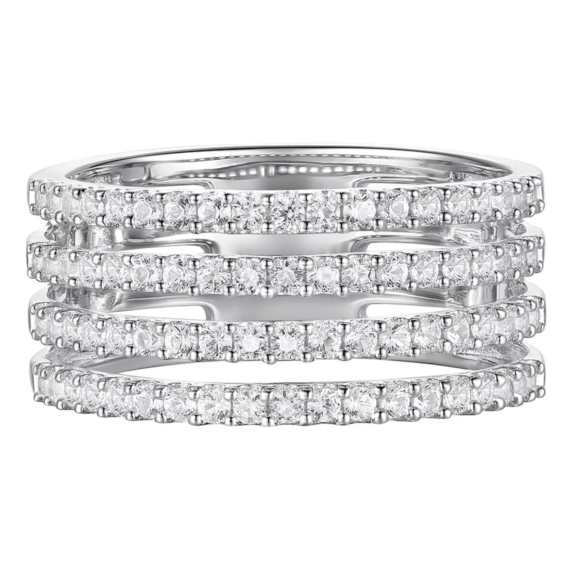 Rings^* Diamond Four-Row Band In 10K White Gold (3/4 Ct. Tw.)