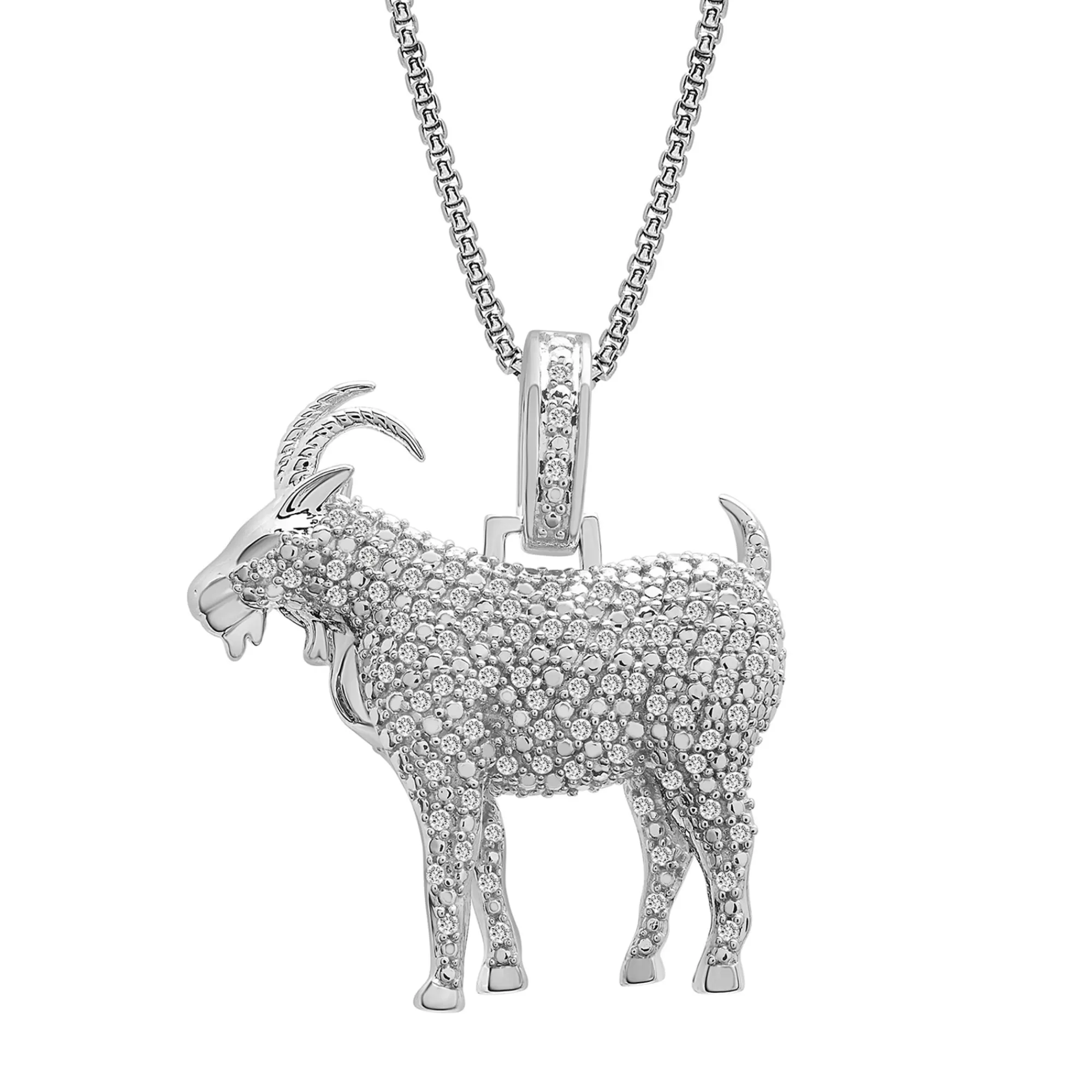 Necklaces & Pendants^* Diamond Goat Pendant In Sterling Silver (1/2 Ct. Tw.)