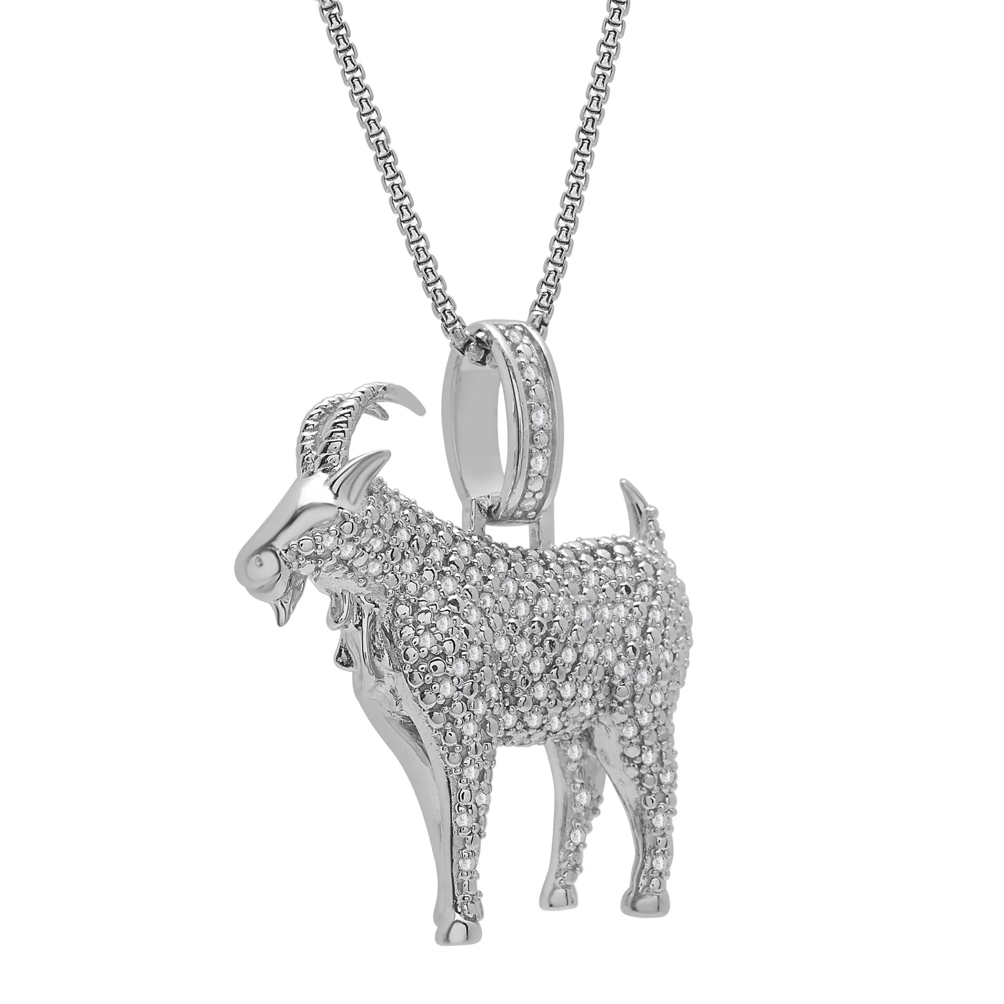 Necklaces & Pendants^* Diamond Goat Pendant In Sterling Silver (1/2 Ct. Tw.)