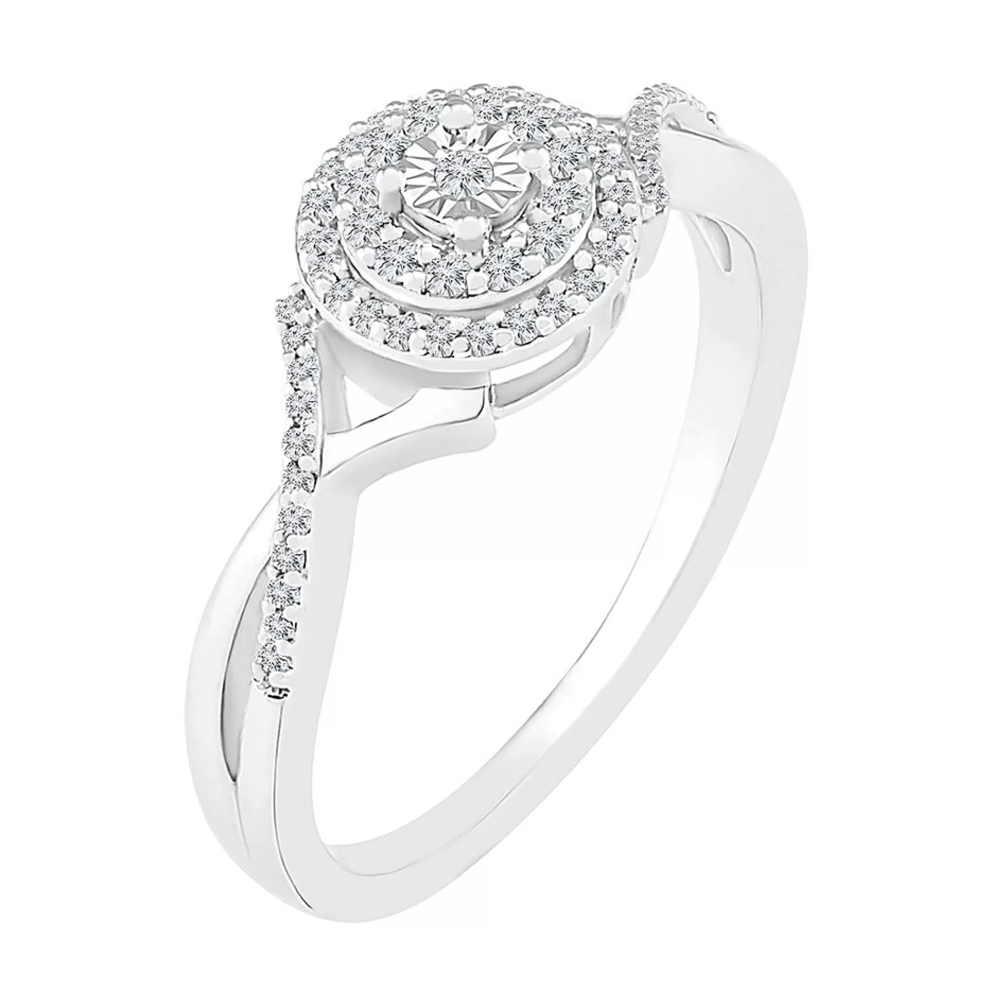 Rings^* Diamond Halo Promise Ring In Sterling Silver (1/7 Ct. Tw.)