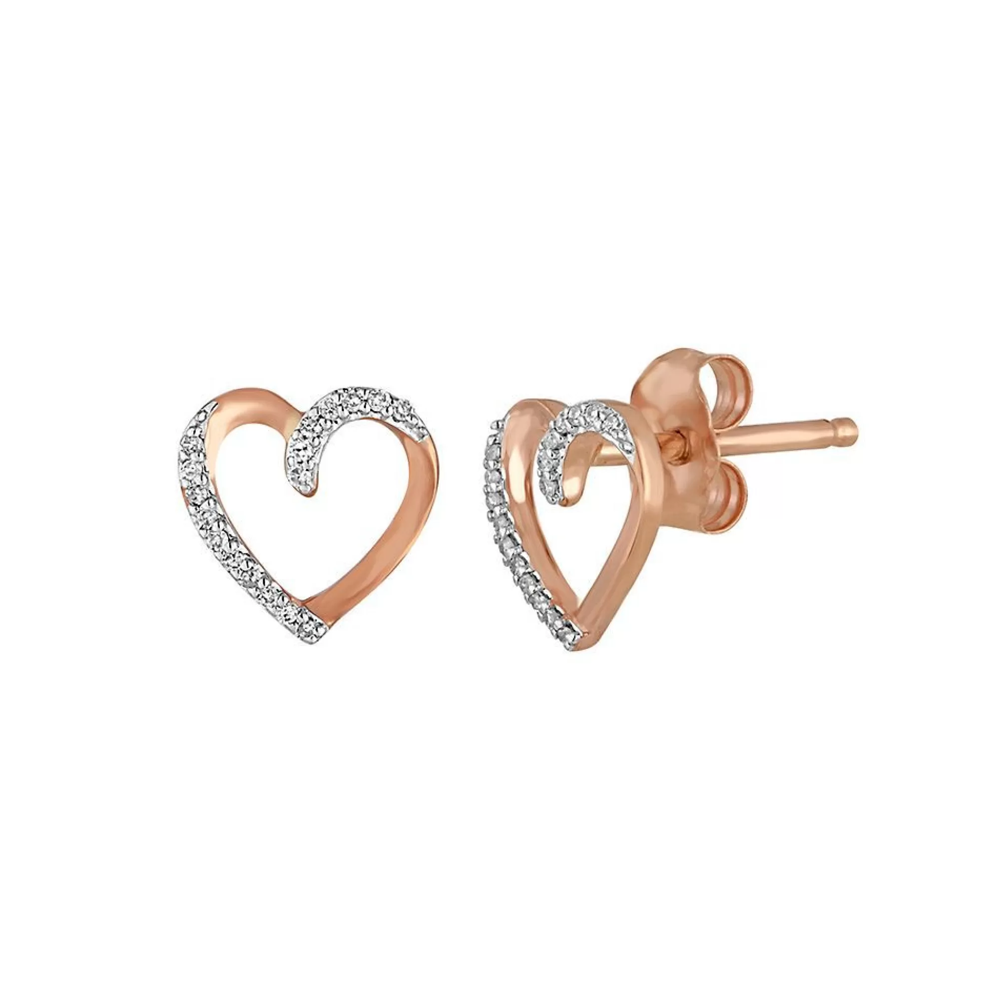 Earrings^Layering & Stacking Diamond Heart Earrings In 10K Rose Gold