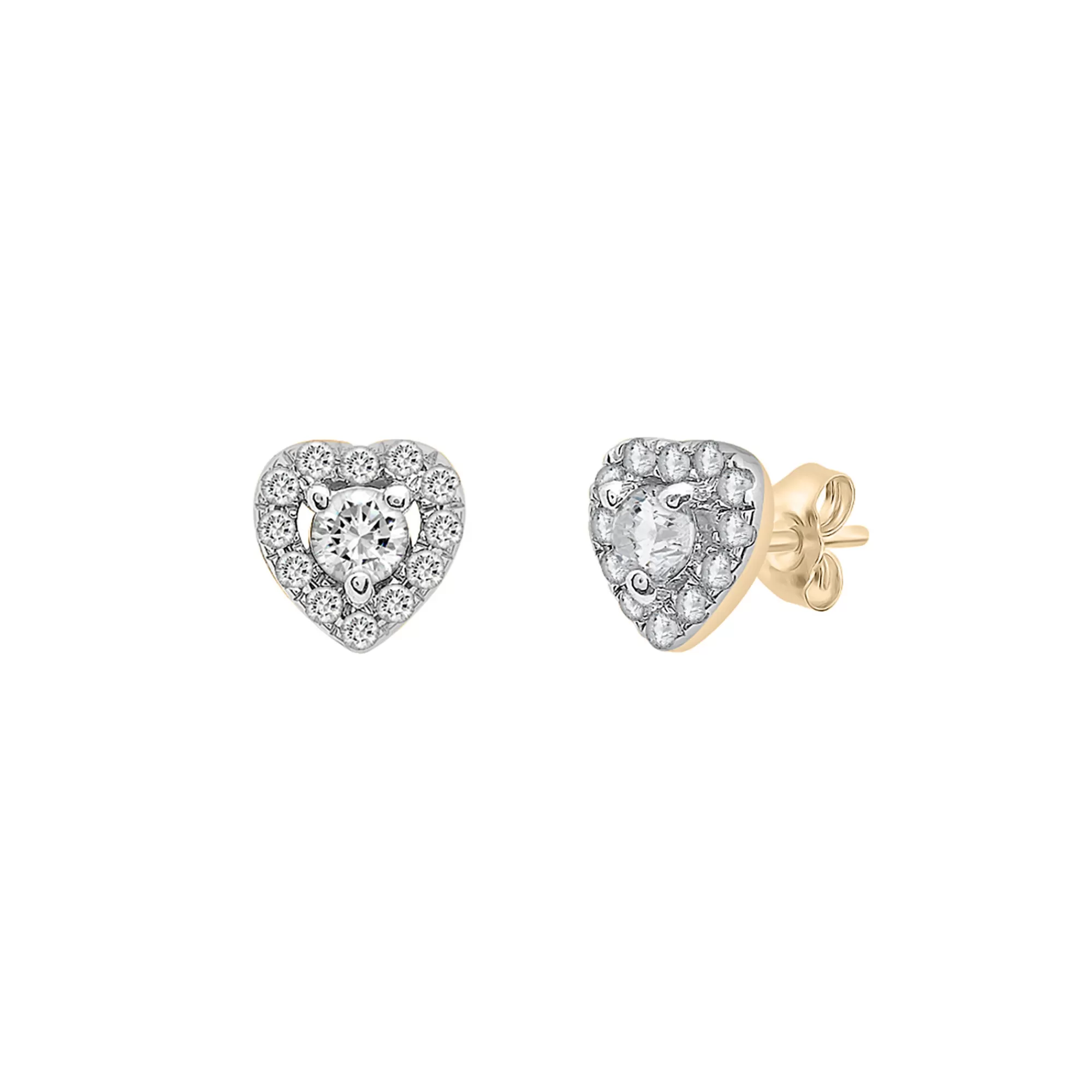Earrings^Laure by Aurate Diamond Heart Halo Earrings In 14K Yellow Gold (1/4 Ct. Tw.)