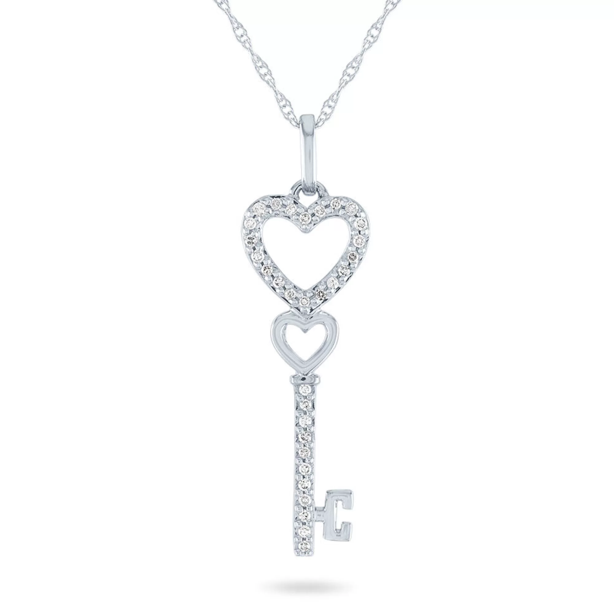 Necklaces & Pendants^* Diamond Heart Key Pendant