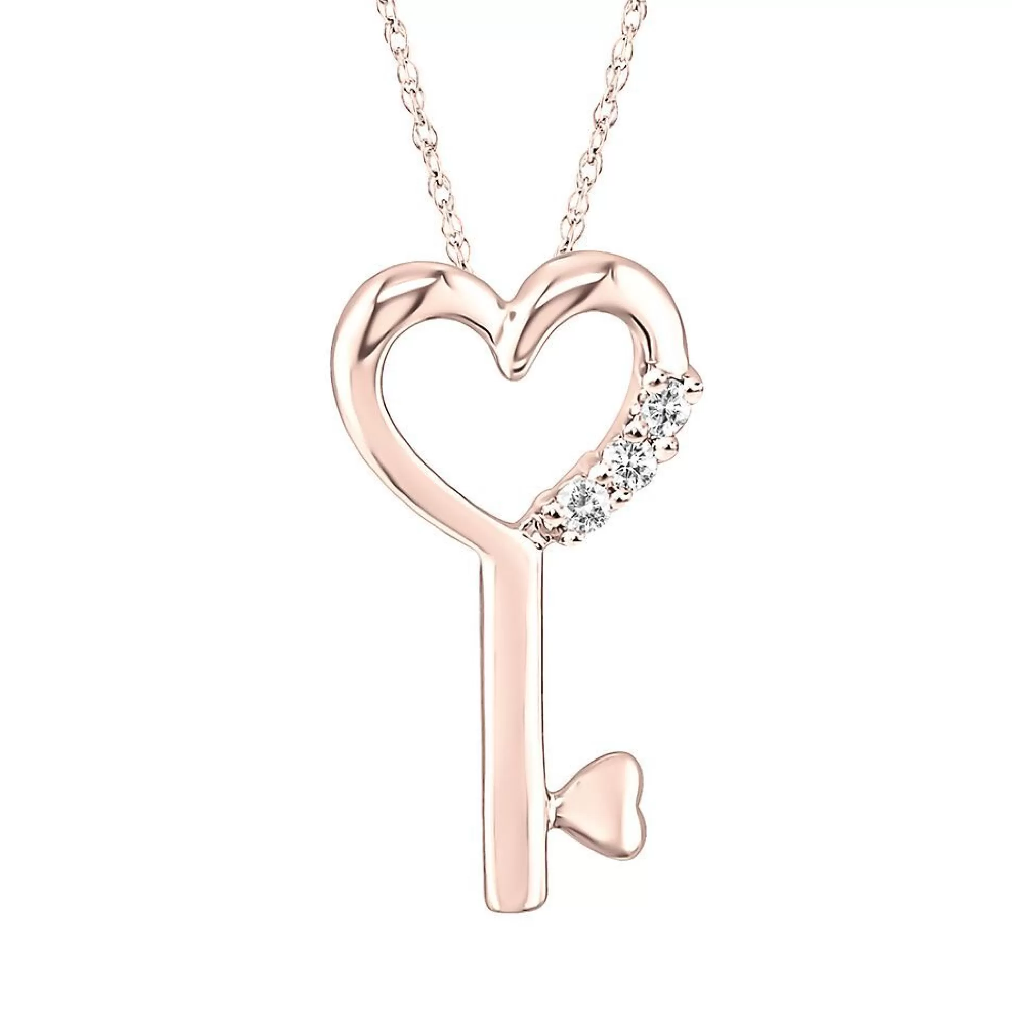 Necklaces & Pendants^* Diamond Heart Key Pendant In 10K Rose Gold