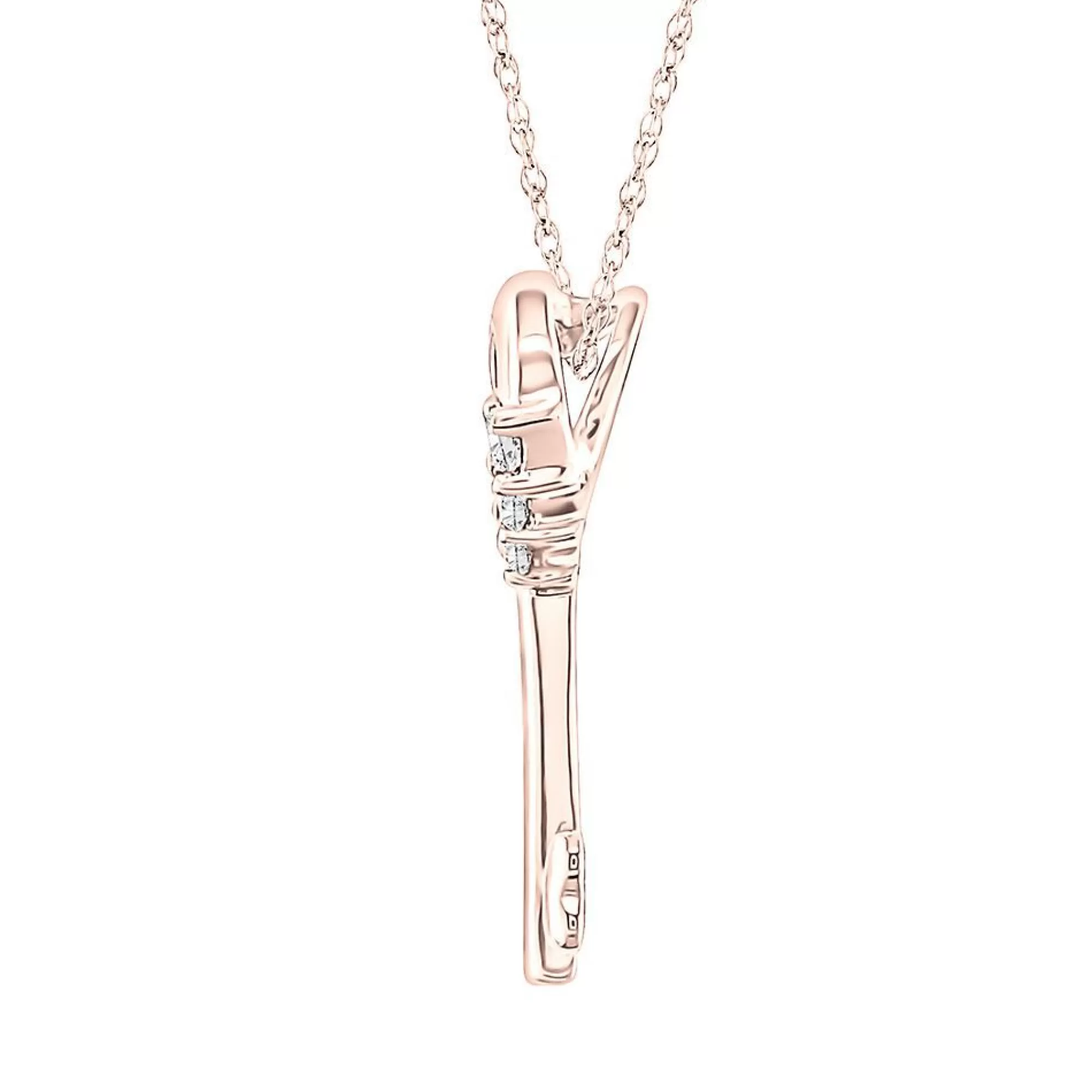 Necklaces & Pendants^* Diamond Heart Key Pendant In 10K Rose Gold