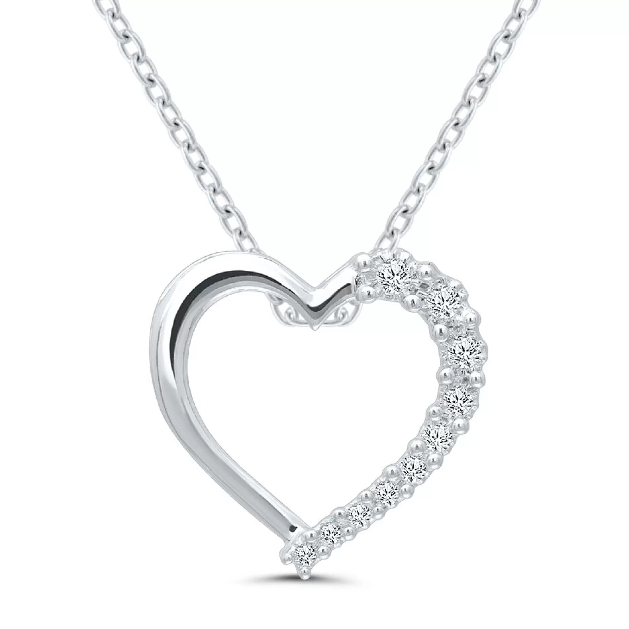 Necklaces & Pendants^* Diamond Heart Pendant In Sterling Silver (1/10 Ct. Tw.)