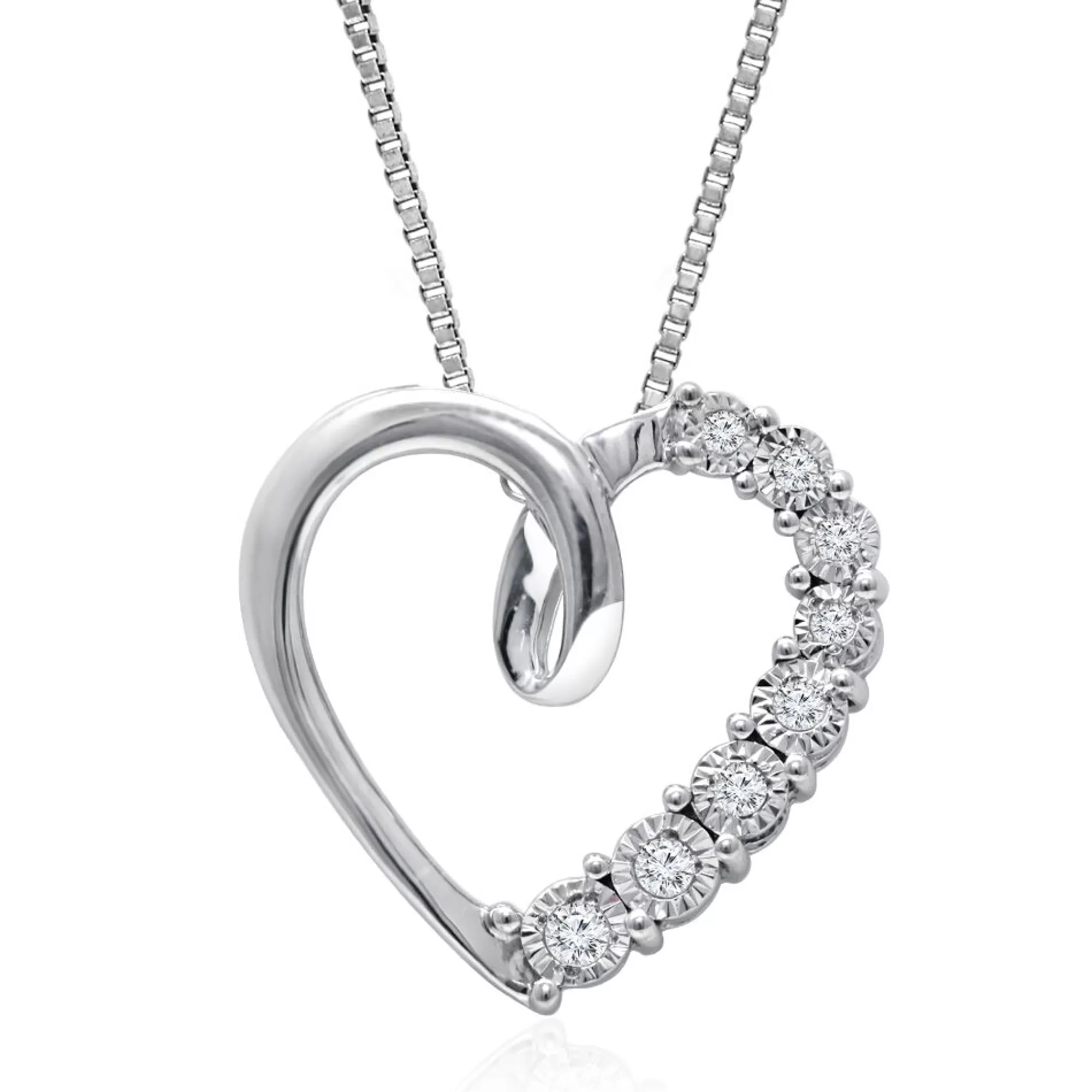 Necklaces & Pendants^* Diamond Heart Pendant In Sterling Silver (1/10 Ct. Tw.)