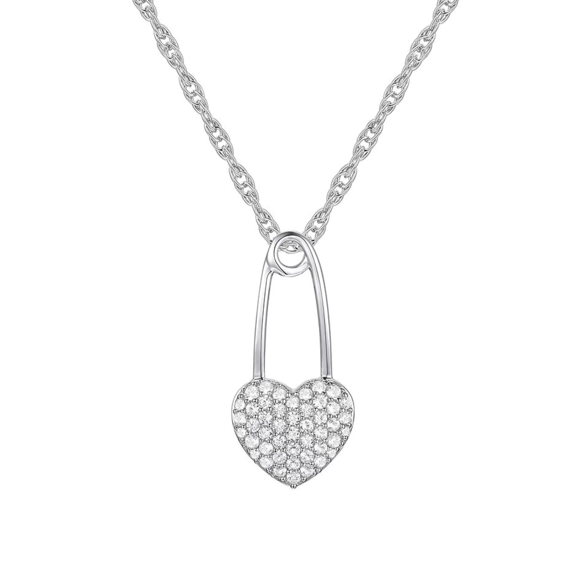 Necklaces & Pendants^* Diamond Heart Pin Pendant In Sterling Silver (1/4 Ct. Tw.)