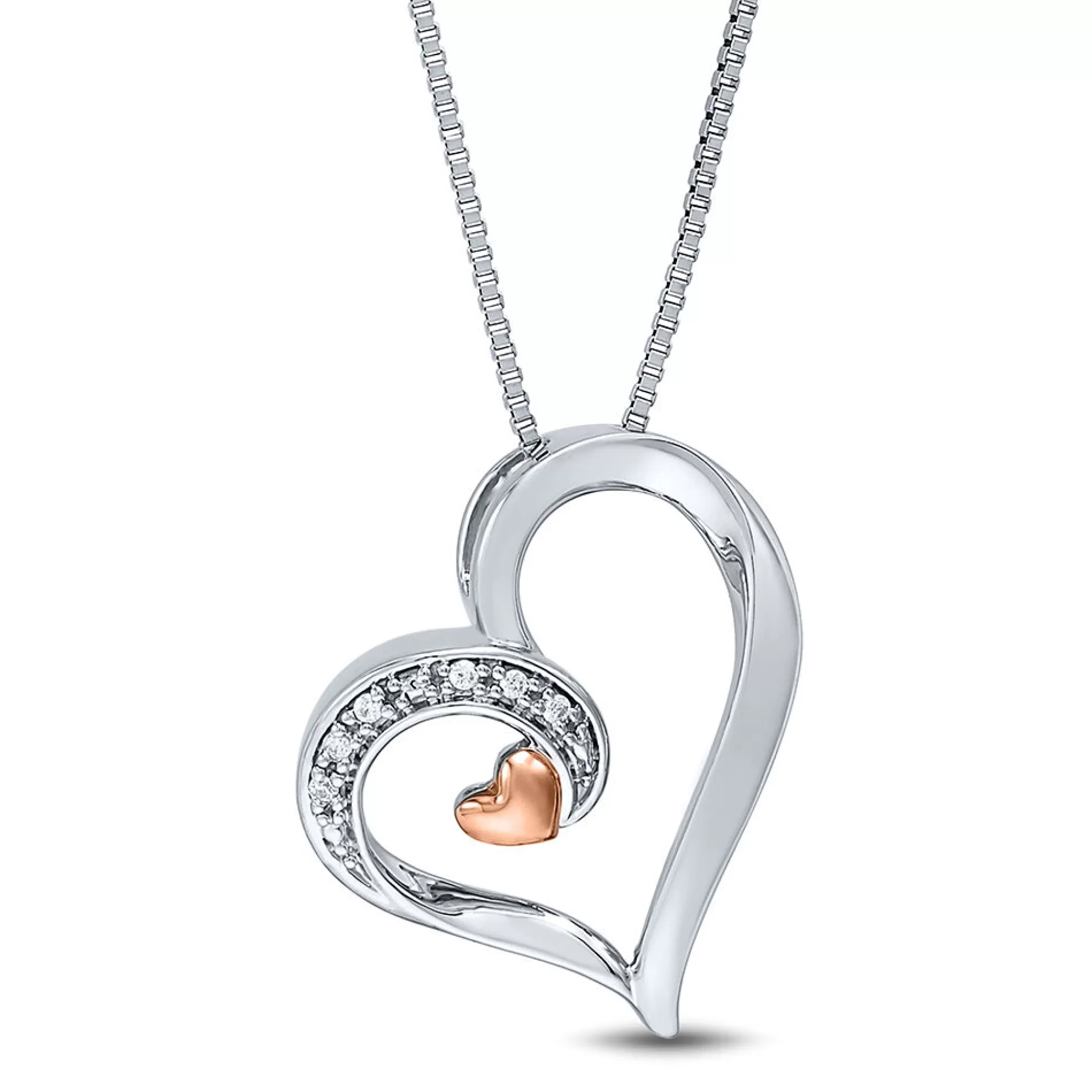 Necklaces & Pendants^I Am Loved Diamond Heart Shaped Pendant In Sterling Silver